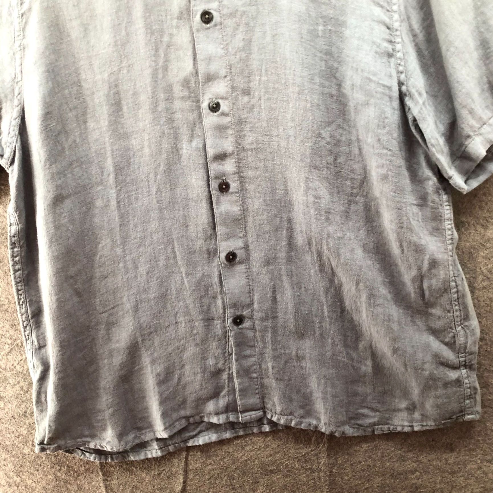 Abercrombie & Fitch Abercrombie & Fitch Shirt Mens XL Short Sleeve Button Up 100% Linen Blue Gray Size US XL / EU 56 / 4 - 4 Thumbnail