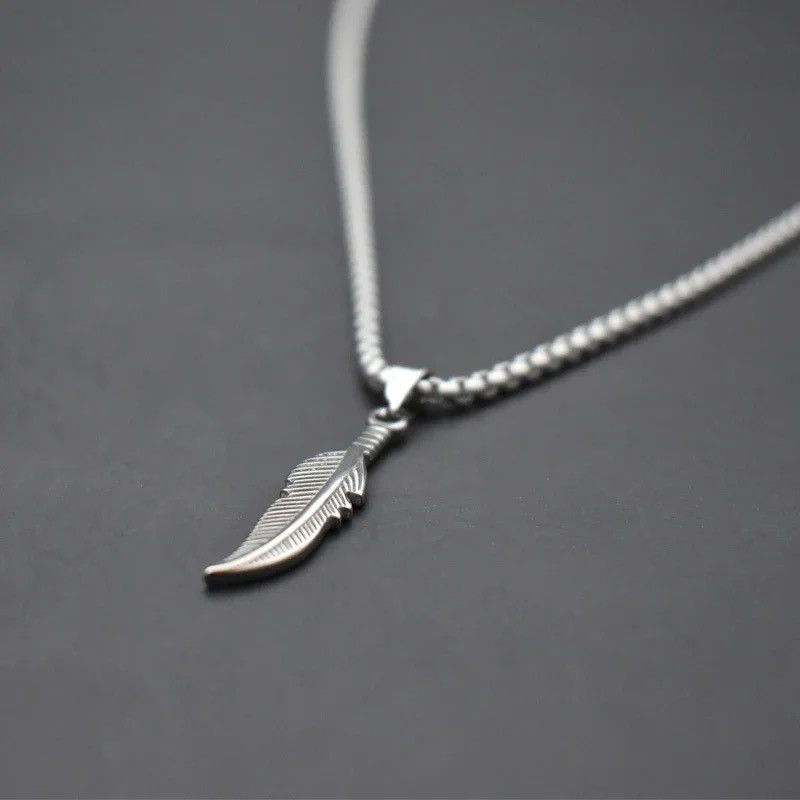 Vintage Retro Silver Feather Leaf Necklace Size ONE SIZE - 3 Thumbnail