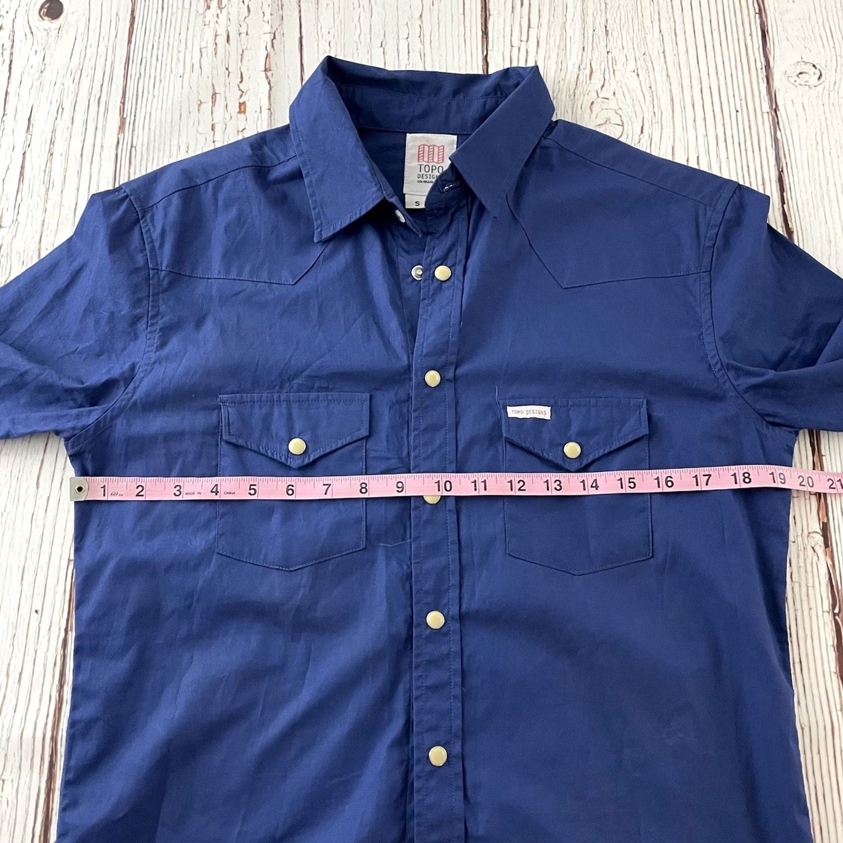 Topo Designs Topo Designs Shirt Long Sleeve Button-Up Blue S Mens Solid Snap Front Small Size US S / EU 44-46 / 1 - 5 Thumbnail