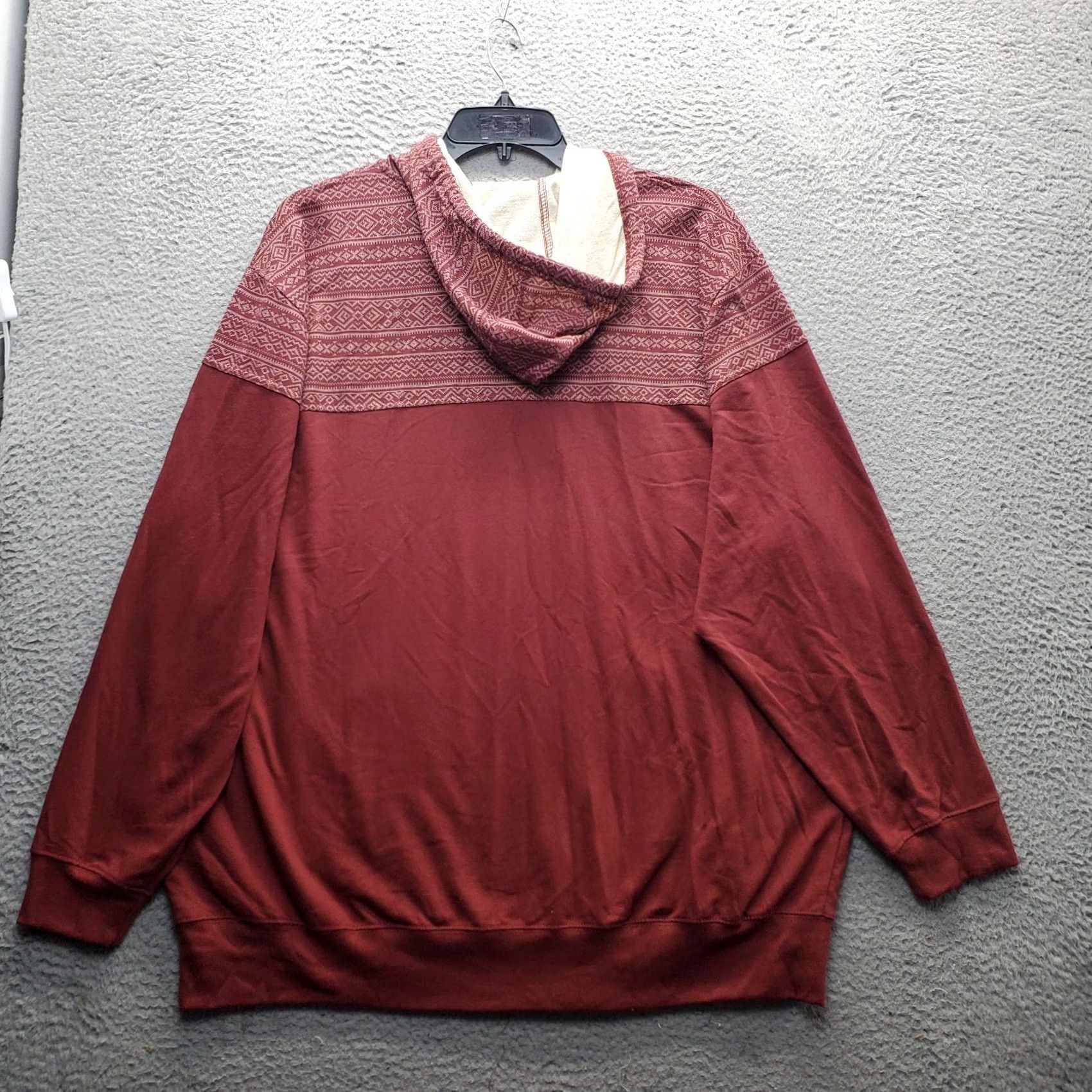 Vintage KINGSIZE Mens 2XL Track Suit Dark Red Aztec Oversized Full Zip Hoodie & Track Pants Sweatshirt Set Size 48R - 3 Thumbnail