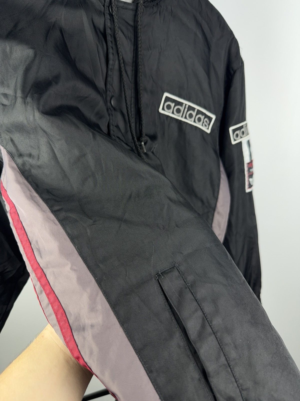 Adidas Vintage Retro 90s Nylon jacket zip hood Size US S / EU 44-46 / 1 - 4 Thumbnail
