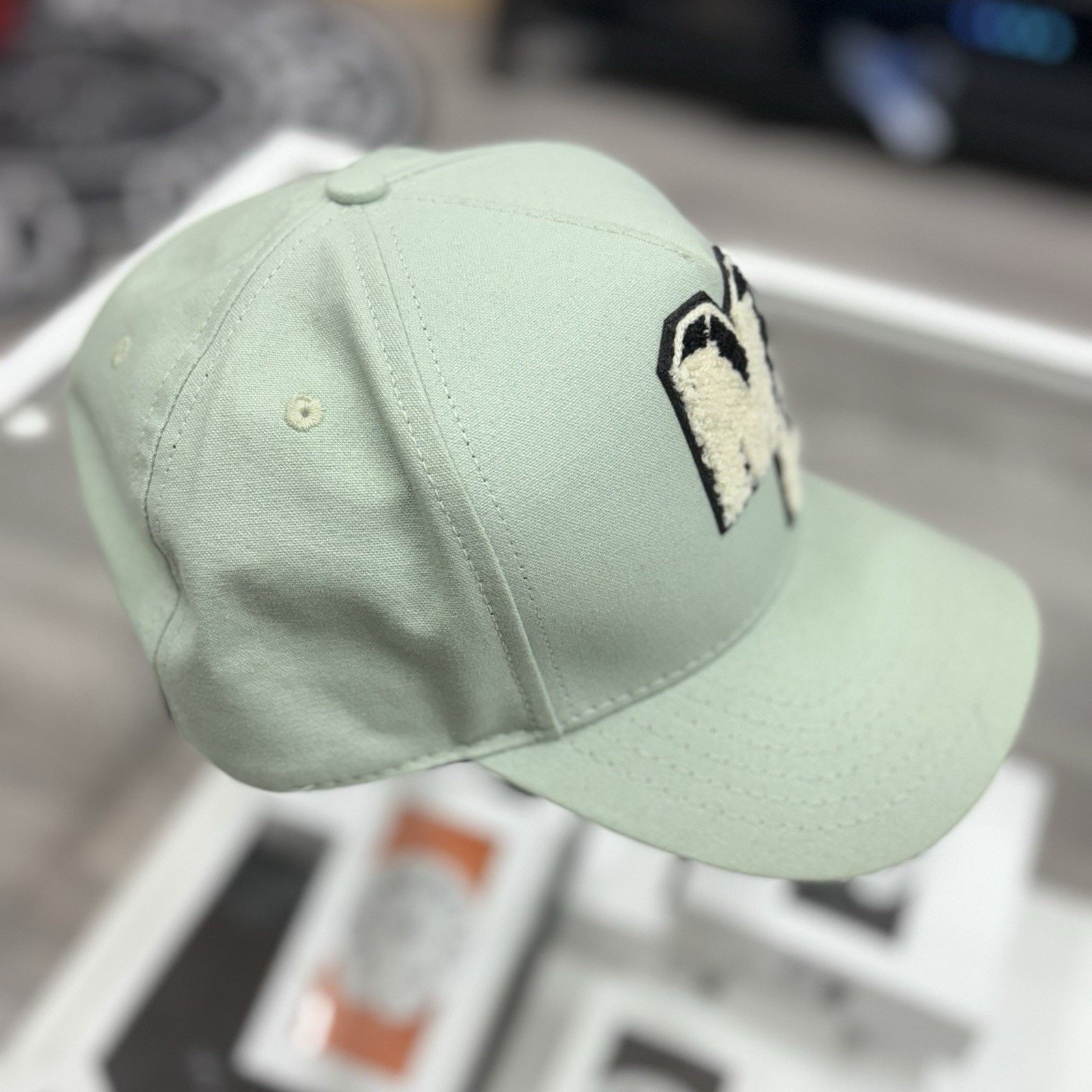 Amiri Amiri Chenille MA Patch Canvas Hat ' Frosty Green ' | GREAT! Size ONE SIZE - 8 Thumbnail