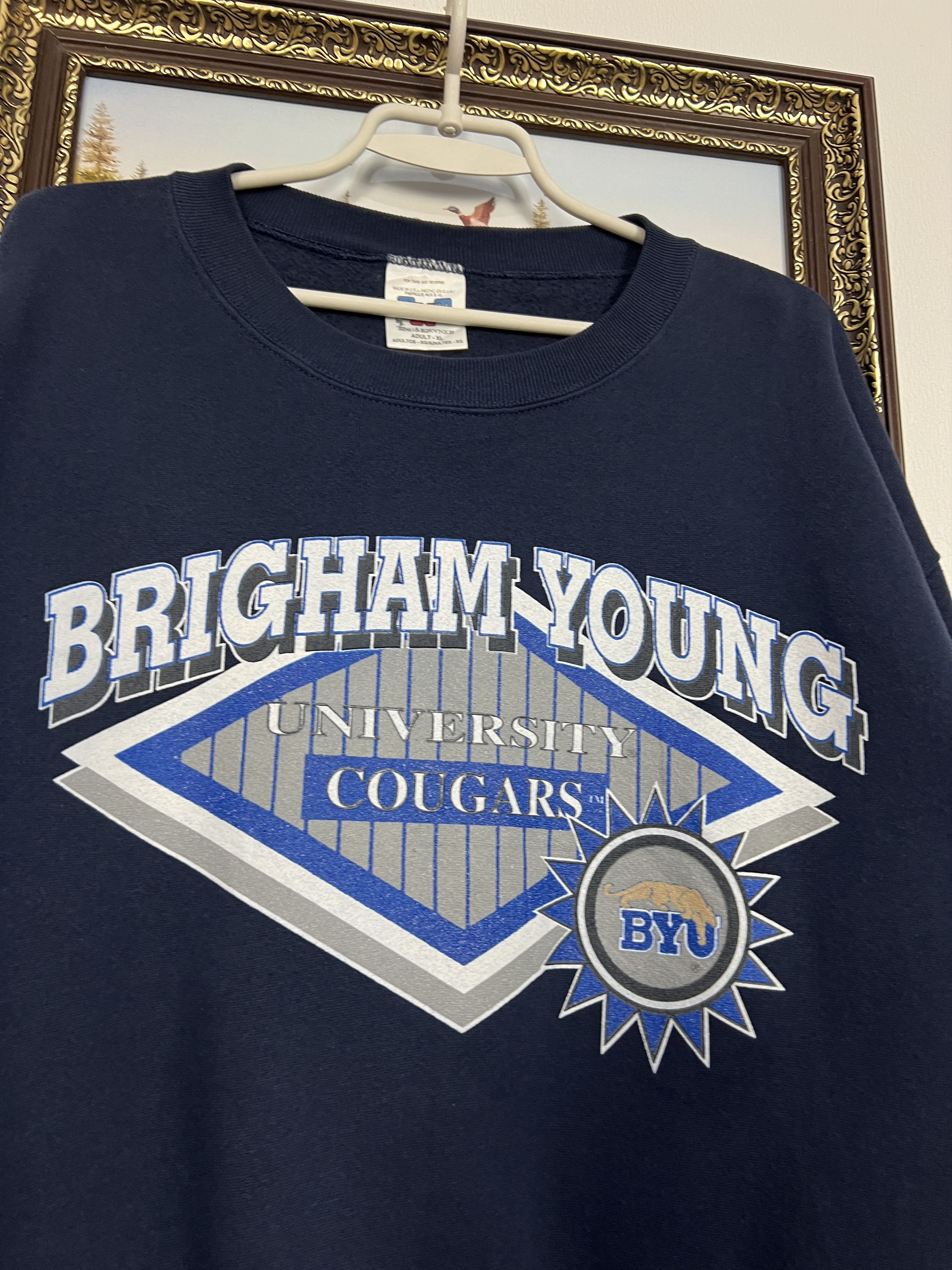 Vintage Brigham Young University Cougar Football Sweatshirt Crewneck Size US L / EU 52-54 / 3 - 3 Thumbnail
