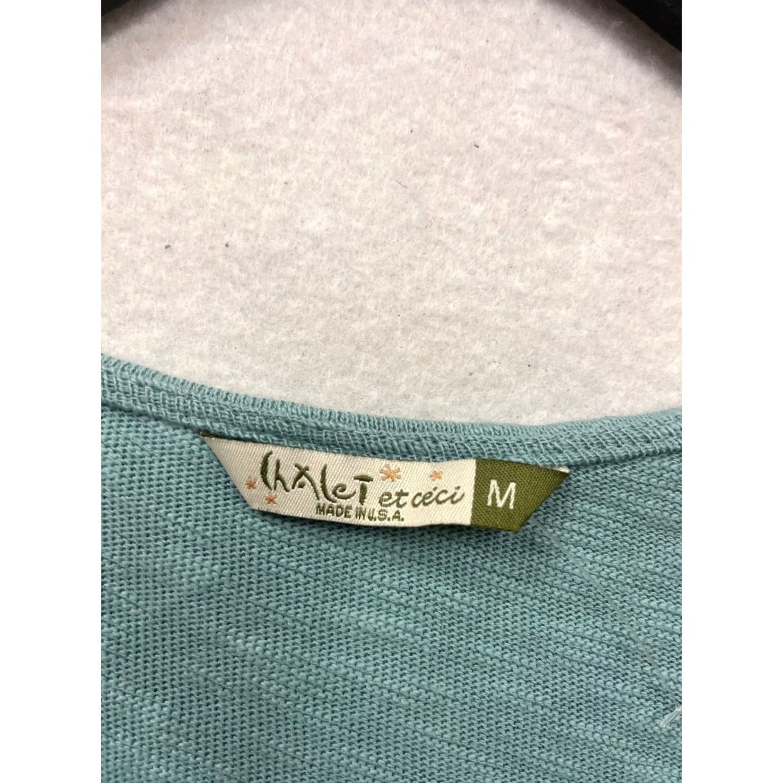 Vintage Chalet Blouse Asymmetrical Button Top Womens M USA Teal Size M / US 6-8 / IT 42-44 - 3 Thumbnail