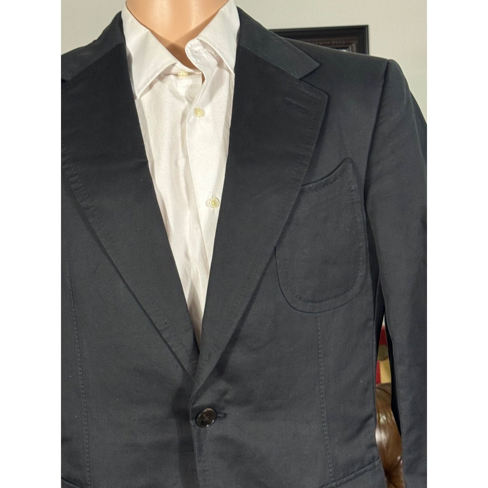 Tom Ford Black Cotton Linen Blazer Sport Jacket 48EU 38R