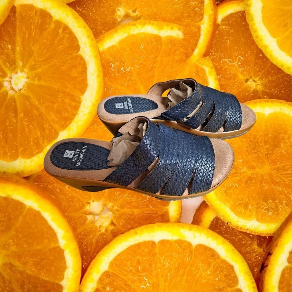 Other White Mountain Valora Comfort Slide Sandals Woven Navy Blue Size US 7.5 / IT 37.5 - 2 Thumbnail
