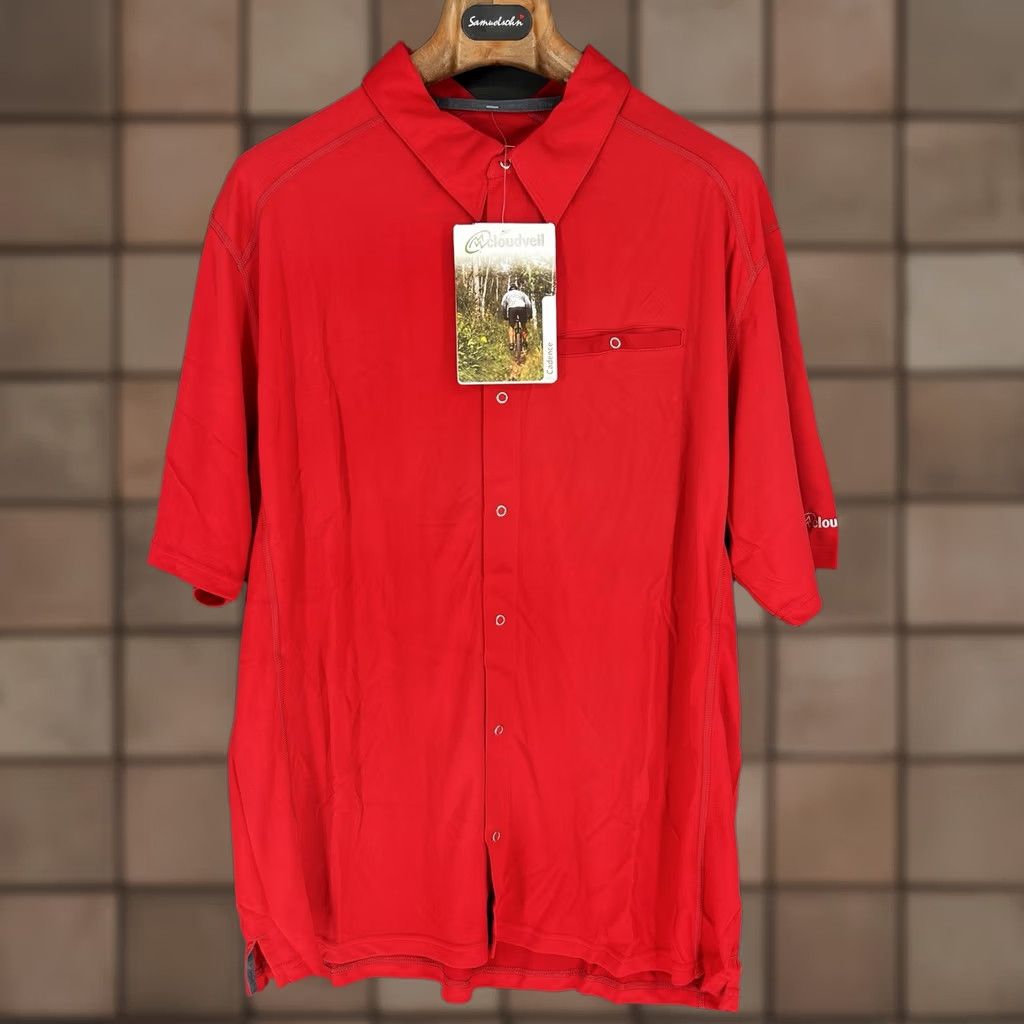 Vintage New! Cloudveil Short Sleeve Shirt XL Red Polyester Snap Front NWT Mens Regular Fit Pocket Size US XL / EU 56 / 4 - 1 Thumbnail