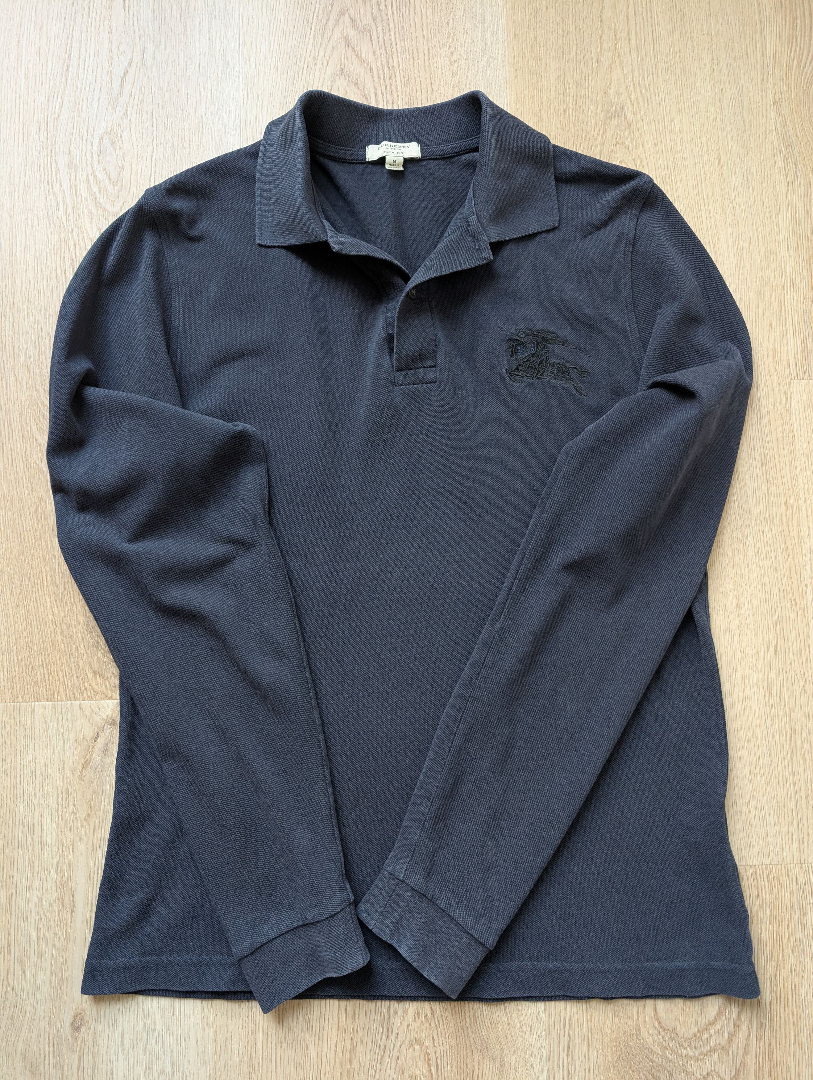 Burberry Burberry London Long Sleeve Polo Shirt Navy Cotton Size US M / EU 48-50 / 2 - 8 Thumbnail