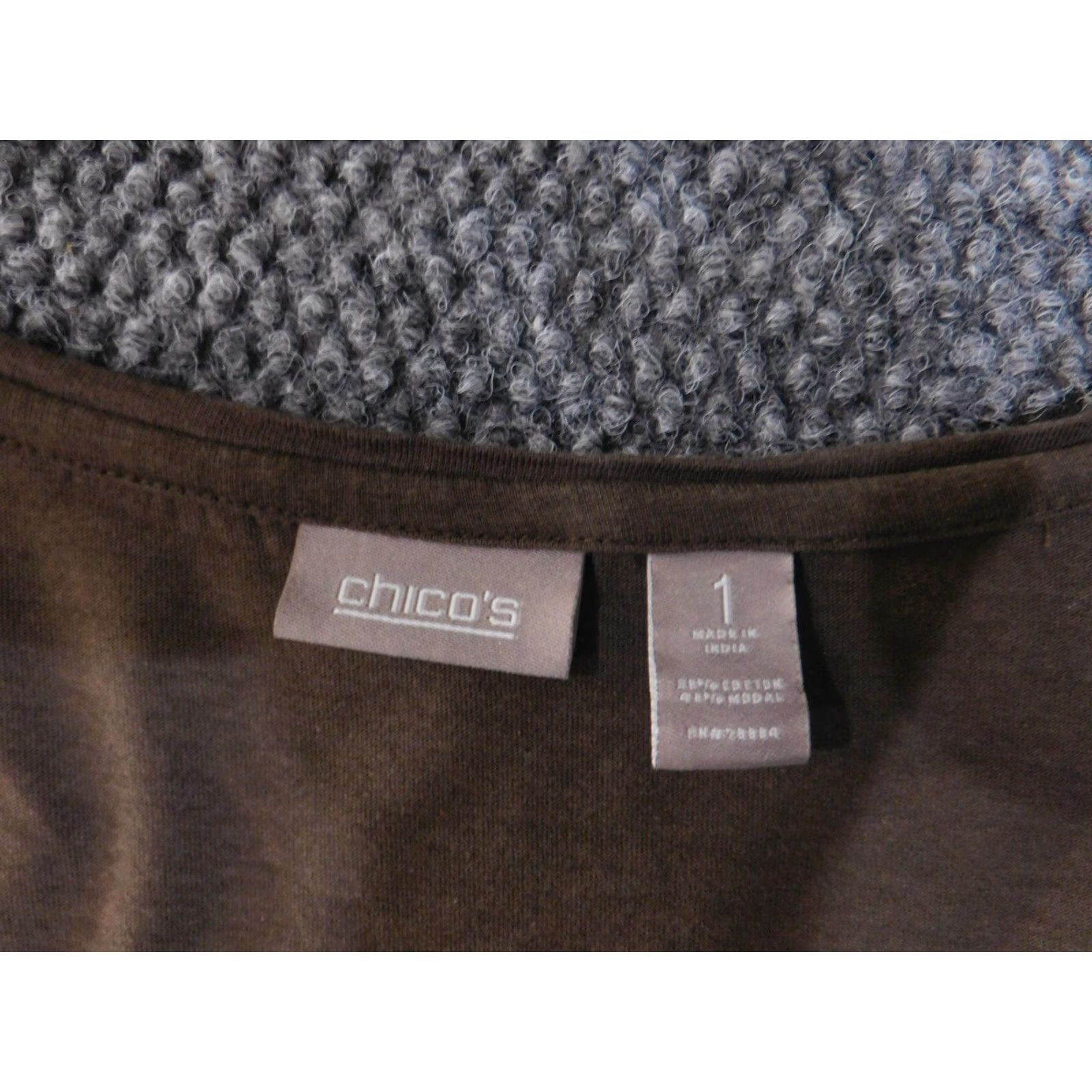 Vintage Chico's Shirt Womens Medium Brown Embellished Scoop Neck Long Sleeve Casual Size M / US 6-8 / IT 42-44 - 6 Thumbnail