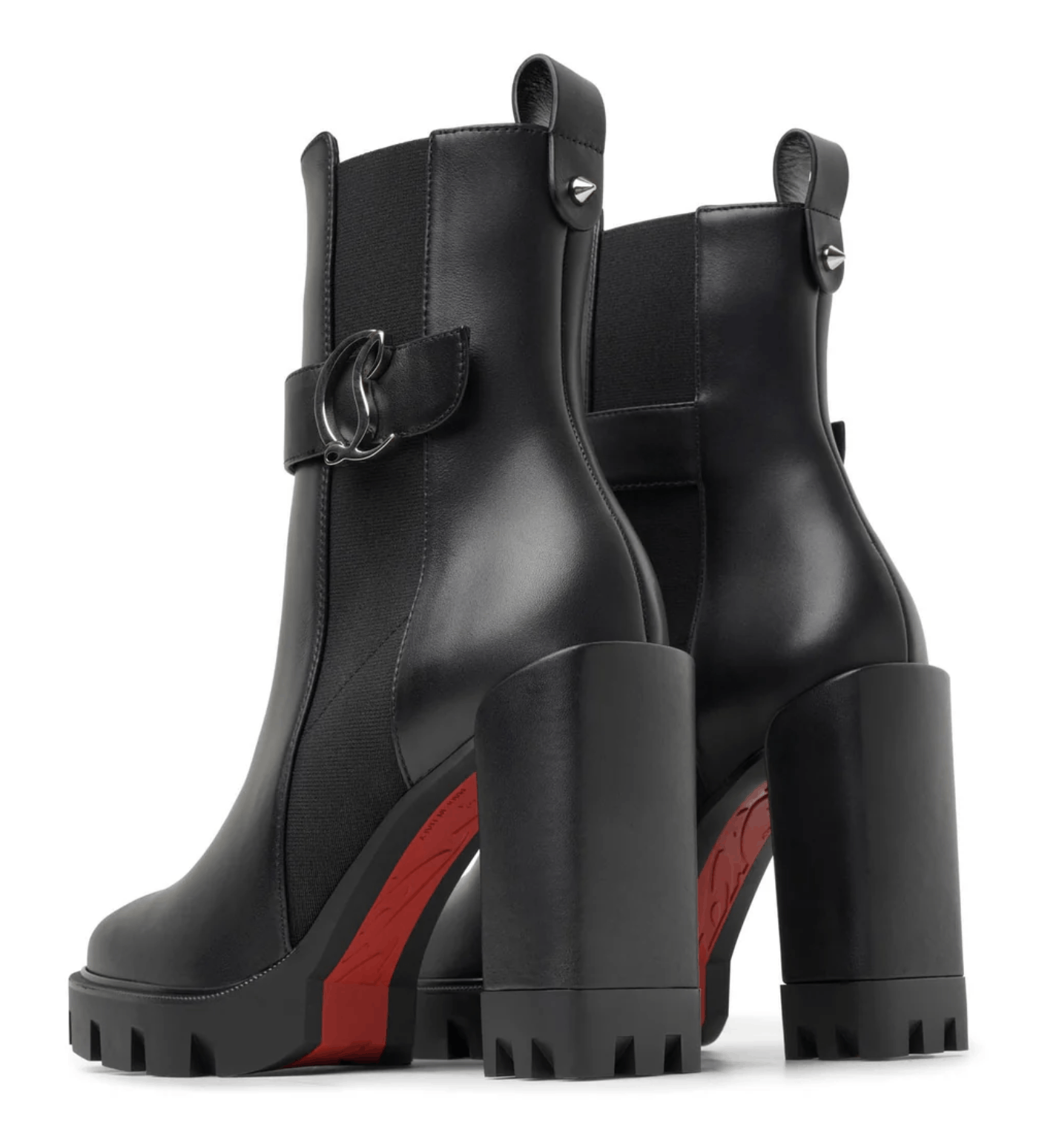 Christian Louboutin CL Chelsea Lug 100 Black Leather Ankle Block Heel Boot 41 Size US 11 / IT 41 - 19 Thumbnail