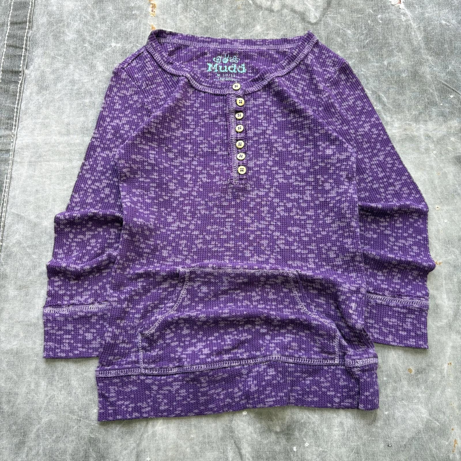 Vintage Vintage Y2K Mudd Purple Speckled Fairy Thermal Henley Shirt Size M / US 6-8 / IT 42-44 - 1 Thumbnail