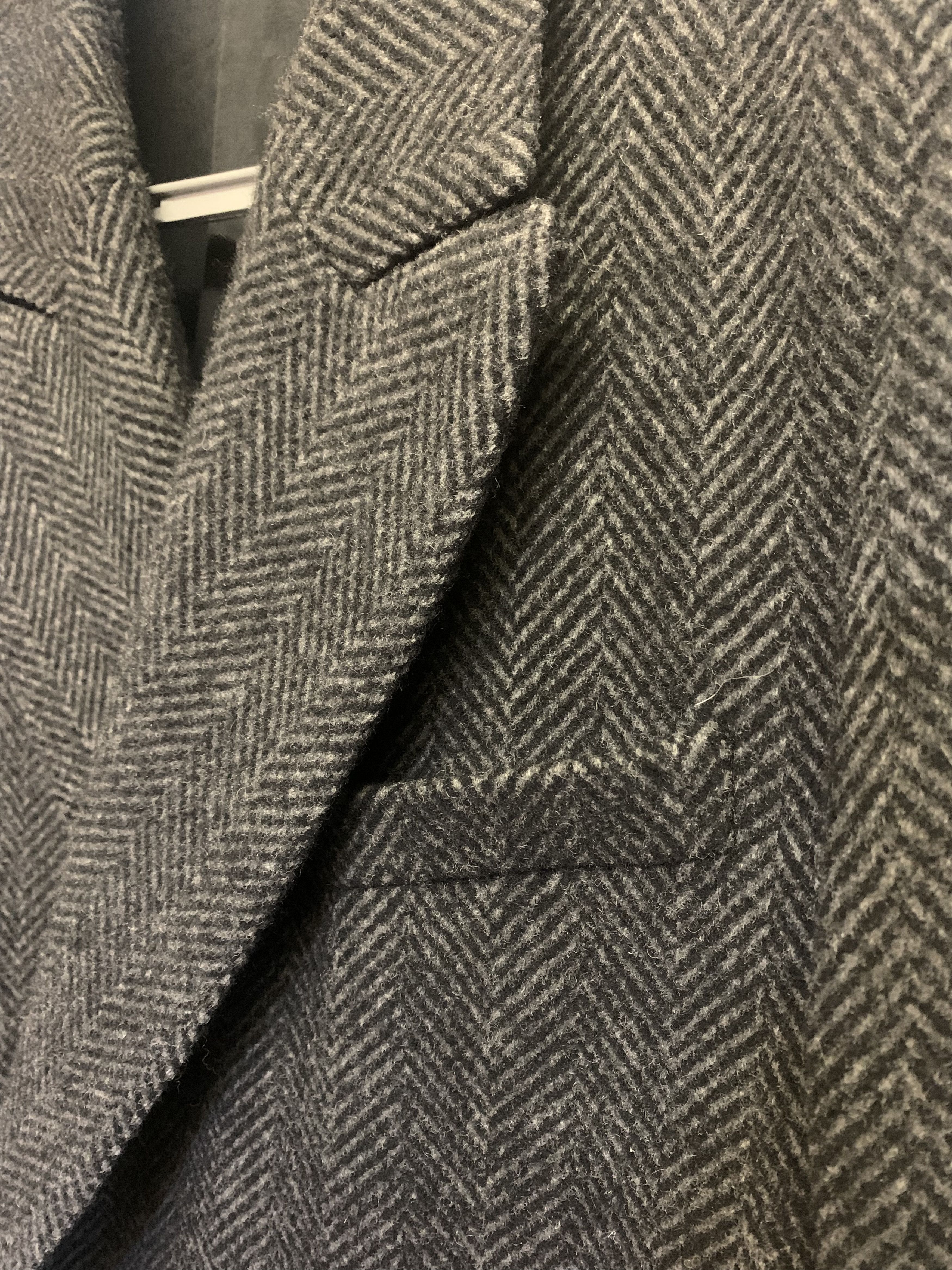 Ann Demeulemeester Ann Demeulemeester Black/Grey herringbone wool coat Size US L / EU 52-54 / 3 - 7 Thumbnail
