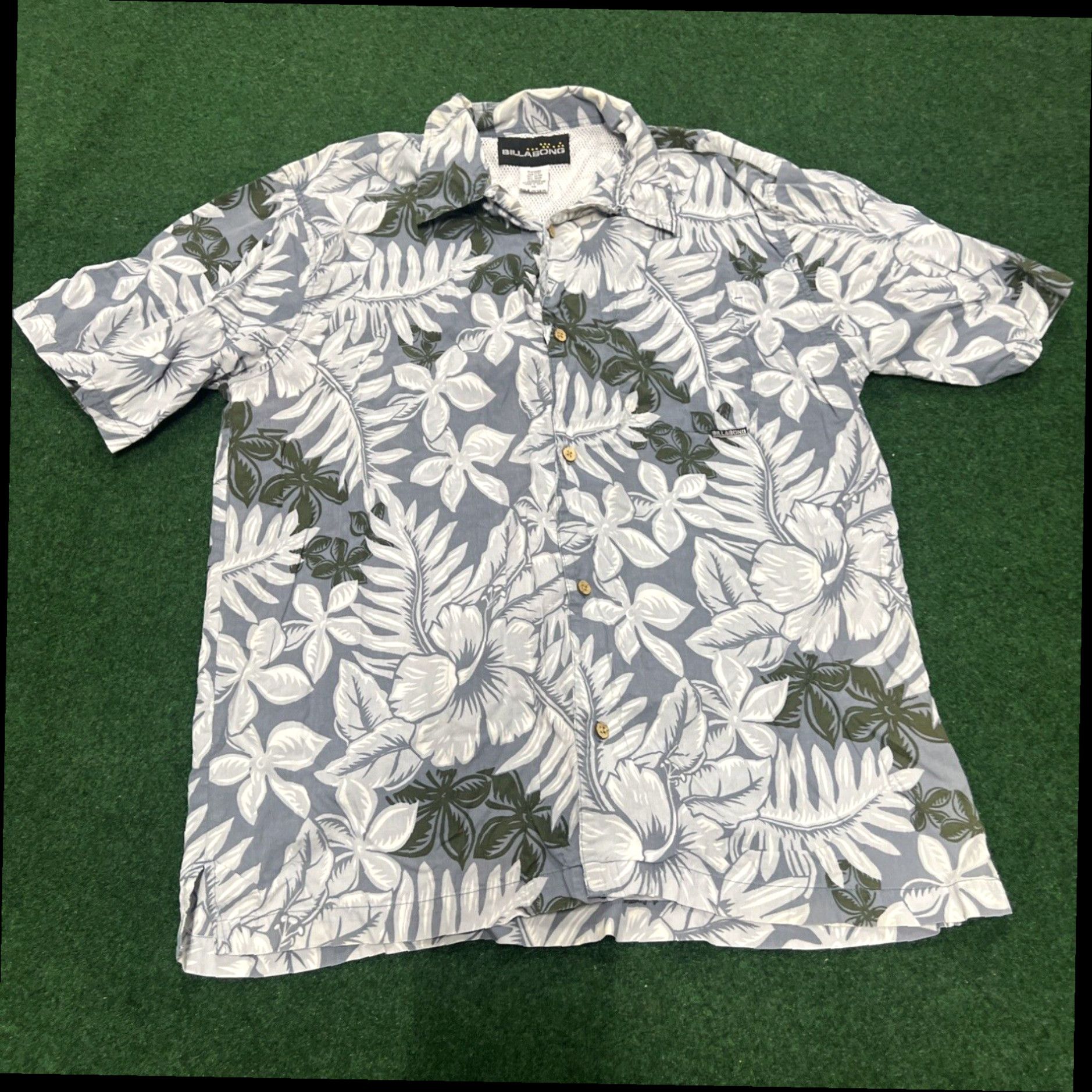 Billabong Billabong Men's Vintage Button Down Hawaiian Polo Shirt, Green Blue, XL Size US XL / EU 56 / 4 - 1 Thumbnail