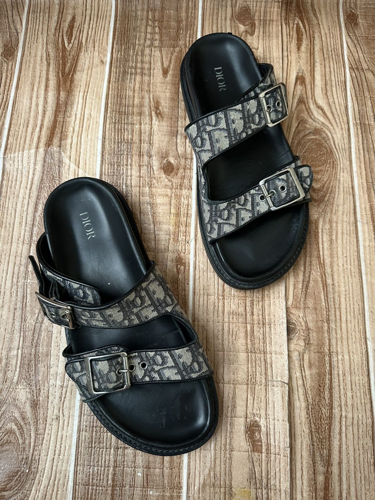 Dior DIOR Aqua Oblique Jacquard Sandals Beige Black Size US 8 / EU 41 - 10 Thumbnail