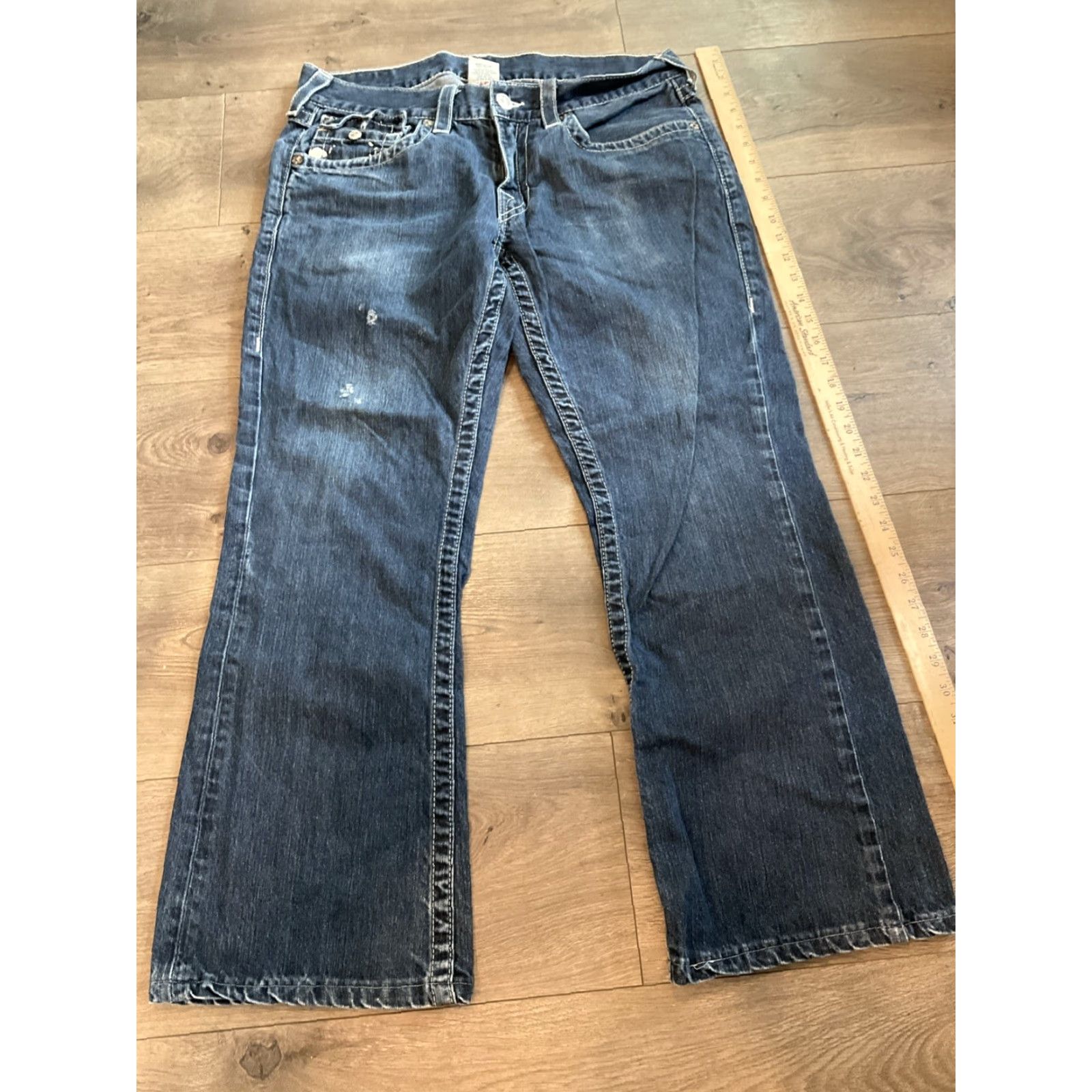 True Religion True Religion Jeans Womens Joey Twisted Flare Mid Rise 5-Pocket Denim USA Size 33 Blue Dark Wash 100% Cotton Logo Embroidered Zipper Button N/A Size 24" / US 00 / IT 34 - 2 Thumbnail
