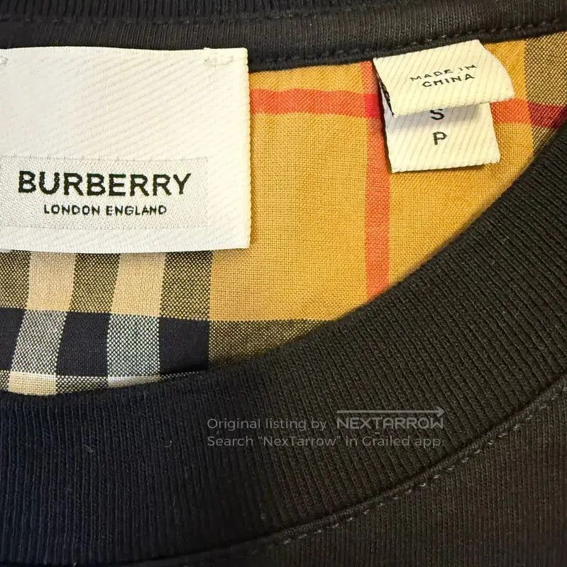 Burberry Burberry Black Cotton Checked Short Sleeve T-Shirt. Size S / US 4 / IT 40 - 5 Thumbnail