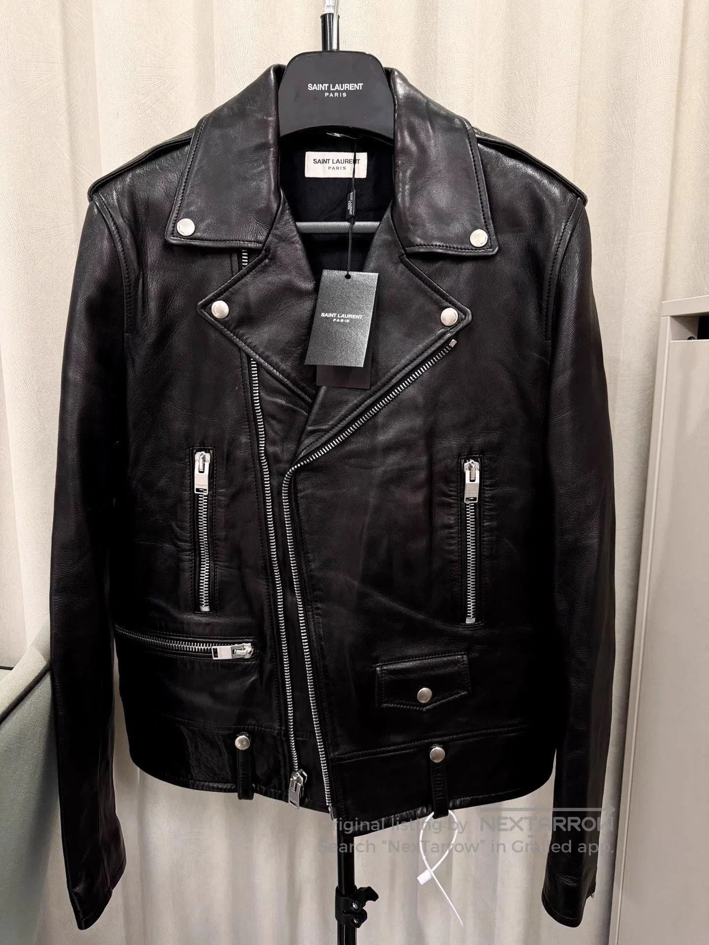 Saint Laurent Paris Black Leather Biker Jacket, Size M. Size US M / EU 48-50 / 2 - 1 Thumbnail