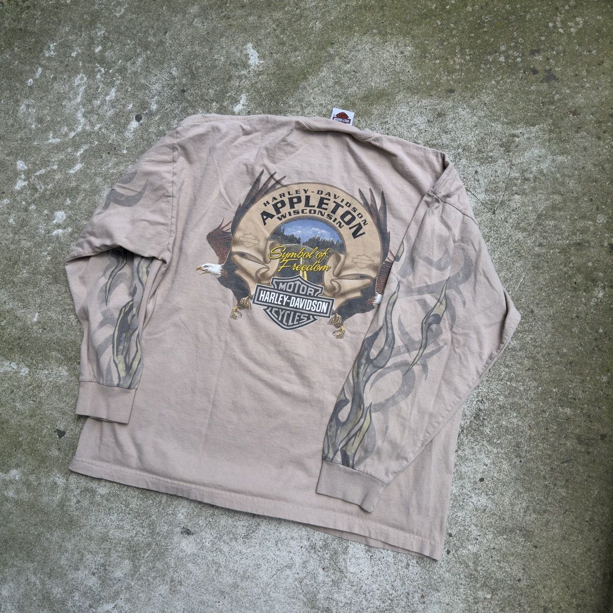 Harley Davidson Vintage Harley Davidson Beige Flame Longsleeve Size US XL / EU 56 / 4 - 6 Thumbnail