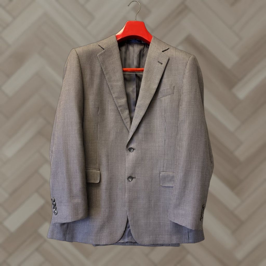 Nordstrom Nordstrom Joseph Abboud Jacket Men 42L Wool Houndstooth Brown Gray Blazer Single-Breasted 4? Size 42R - 1 Thumbnail