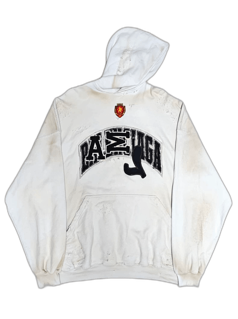 Balenciaga balenciaga distressed white hoodie with patches Size US L / EU 52-54 / 3 - 1 Thumbnail