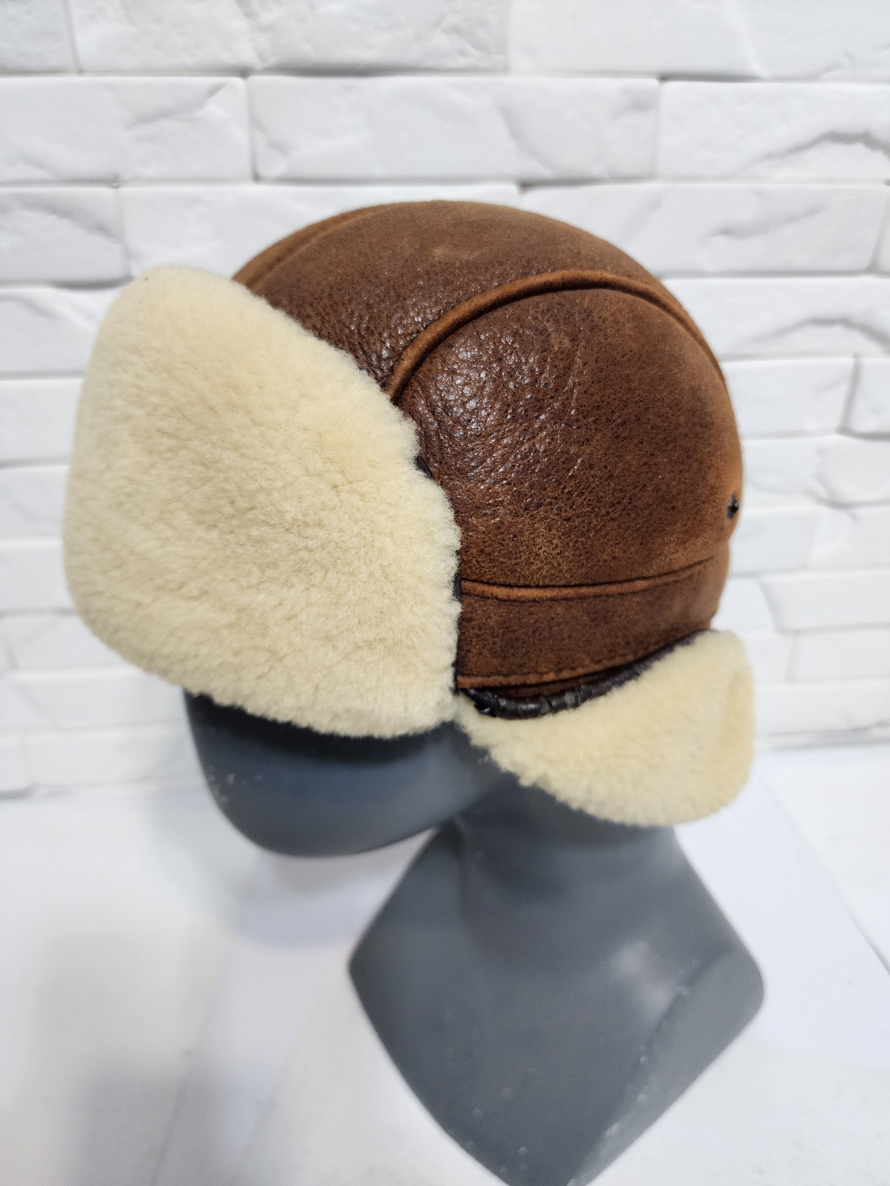 Furla Men's Warm Fur Hat. Brown Sheep Fur Hat. Size ONE SIZE - 3 Thumbnail