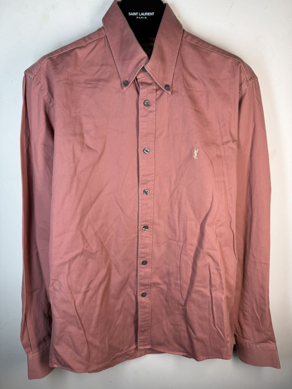 Yves Saint Laurent Pinky Heavy YSL Shirt Cotton Size US M / EU 48-50 / 2 - 3 Thumbnail