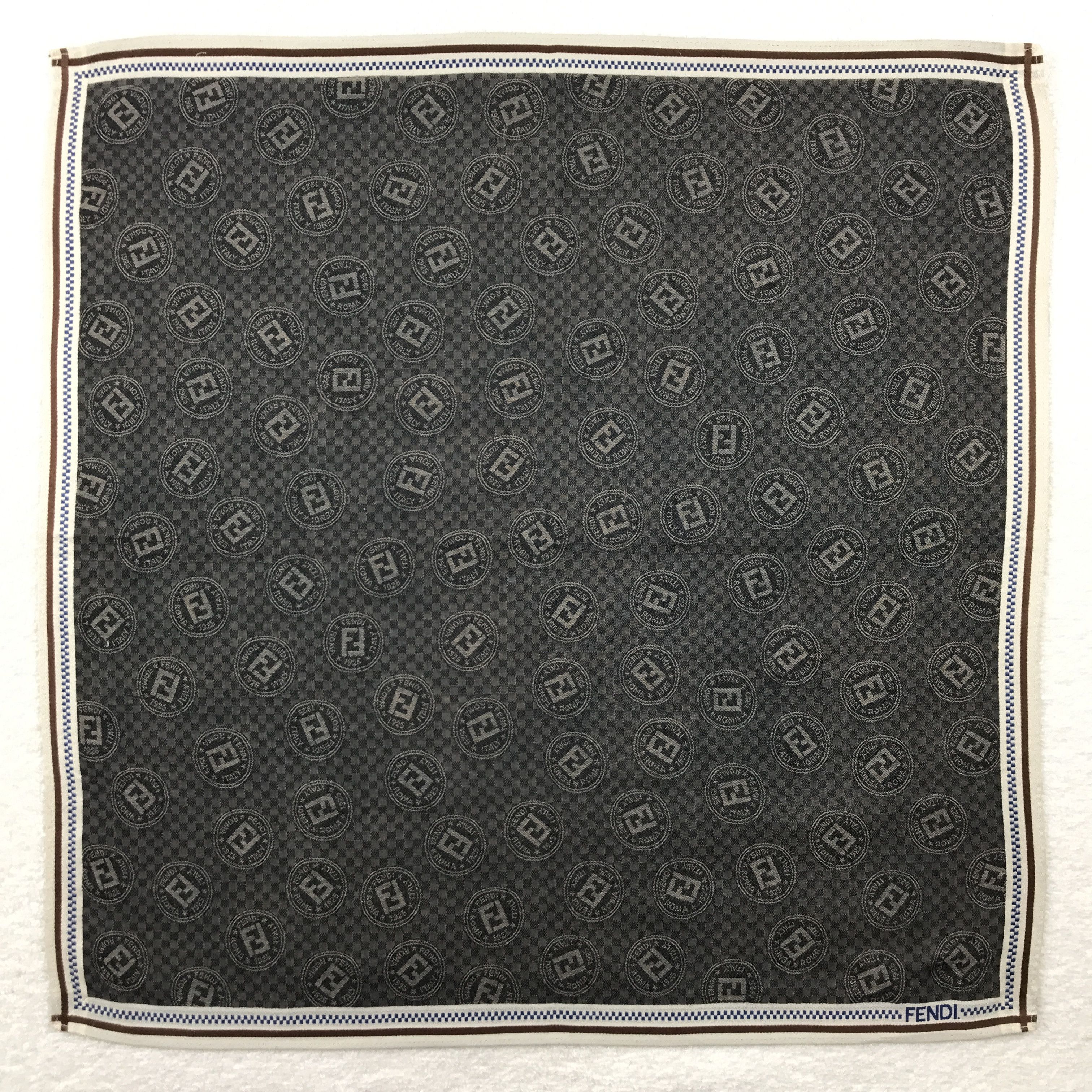 Designer × Vintage Fendi Embroidery Monogram Bandana Neckerchief Handkerchief Size ONE SIZE - 1 Thumbnail