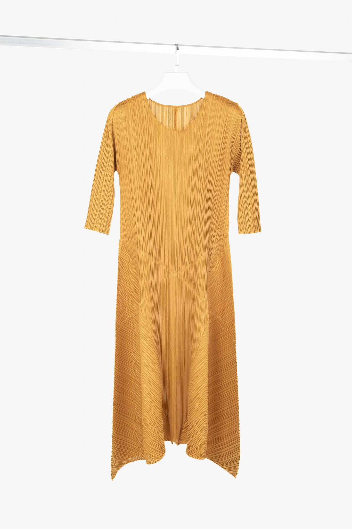 Pleats Please Issey Miyake Pleats Please Issey Miyake Orange 3/4-Sleeve Midi Dress Size L / US 10 / IT 46 - 1 Thumbnail