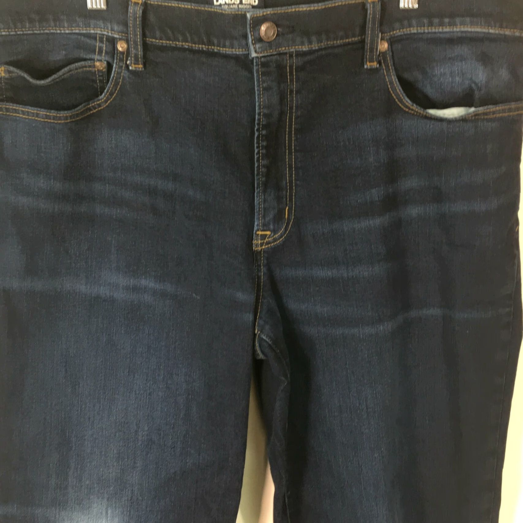 Lands' End Lands' End Mens Jeans Denim Straight 42 Blue Traditional Stretch 5-Pocket Regular 30 Inseam Mens Size US 42 / EU 58 - 2 Thumbnail