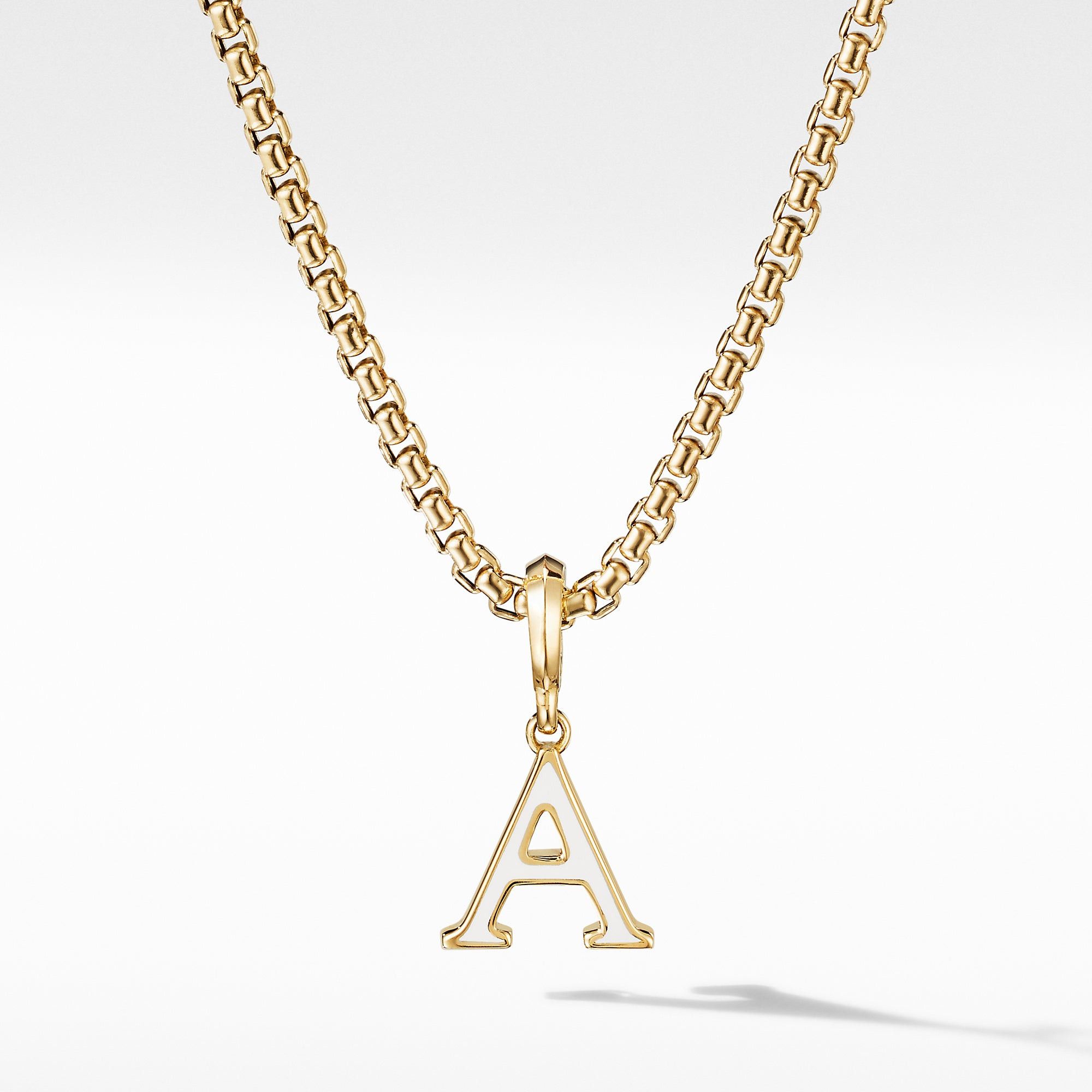 David Yurman o1w1db10325 Initial Charm in White Enamel A with Yellow Gold Size ONE SIZE - 2 Thumbnail