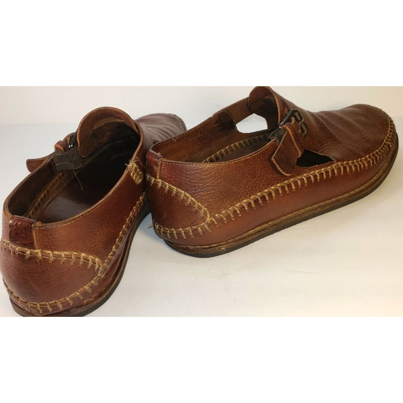 Cole Haan Cole Haan Hand Sewn Flats Loafer Mens 8.5M Brown Leather Buckle, Brass, Flat, Pre-owned, Vintage Style Size US 9 / EU 42 - 6 Thumbnail