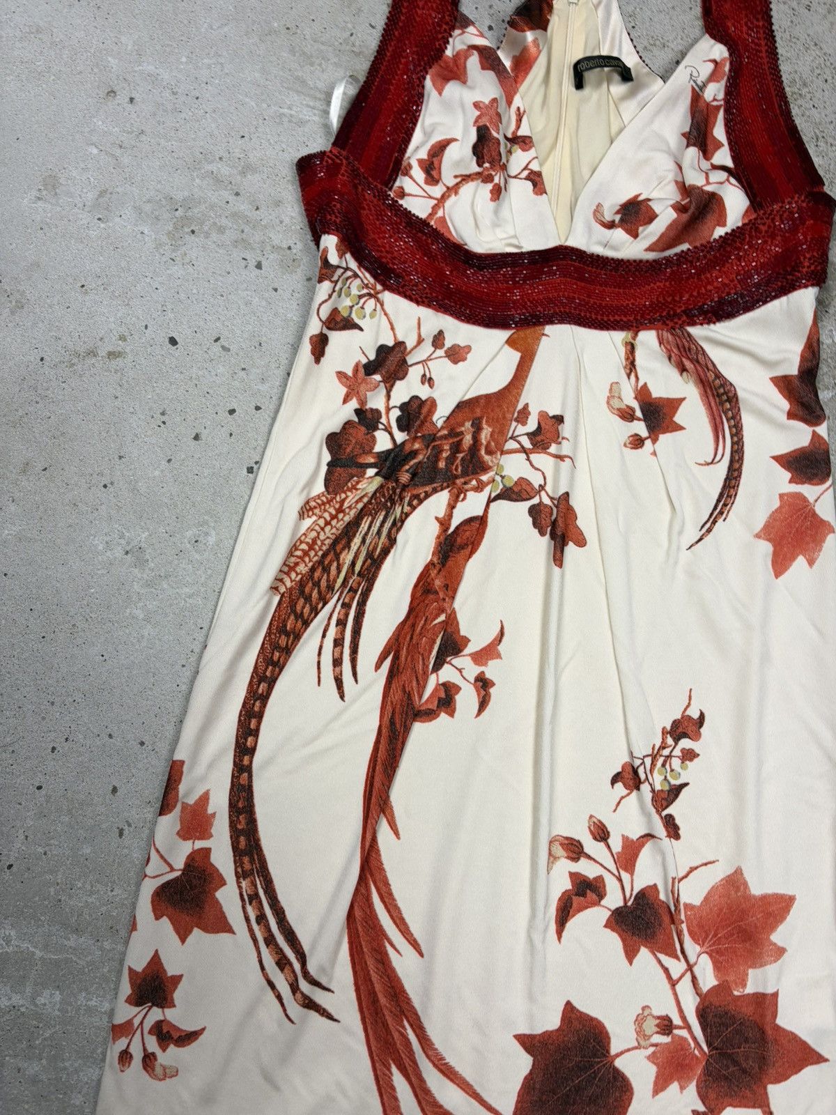 Roberto Cavalli Roberto Cavalli 2007 Cream Printed Beaded Dress Size M / US 6-8 / IT 42-44 - 6 Thumbnail