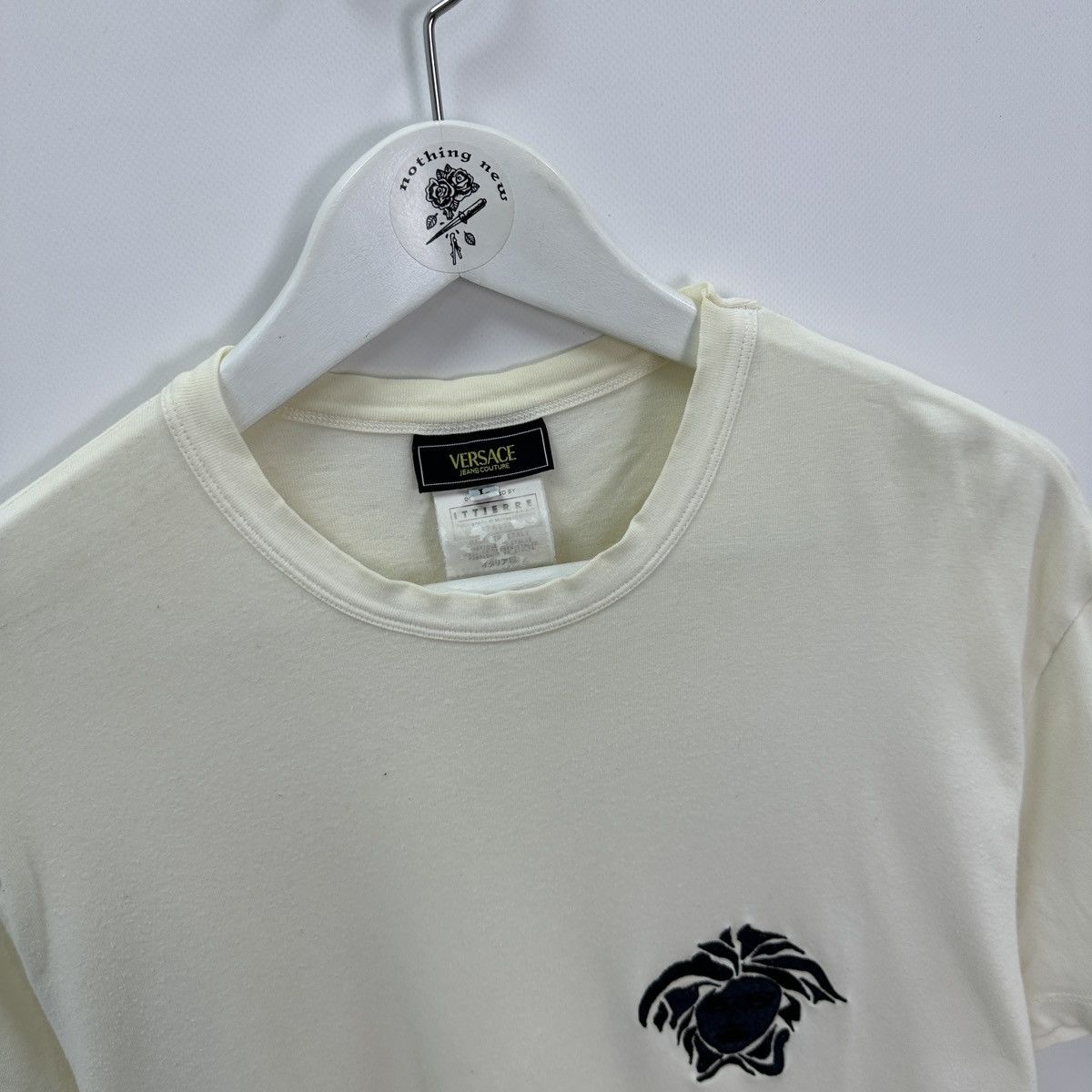 Vintage Vintage 90s Versace Embroidered logo tee y2k Italy hype og Size US L / EU 52-54 / 3 - 5 Thumbnail