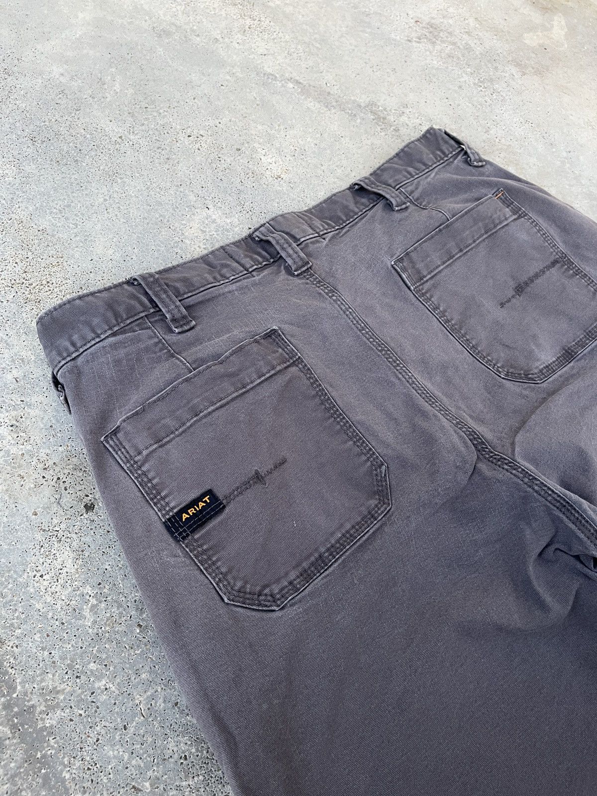Ariat × Vintage Sunfaded Ariat Rebar Double Knee Grey Pants Size US 38 / EU 54 - 6 Thumbnail