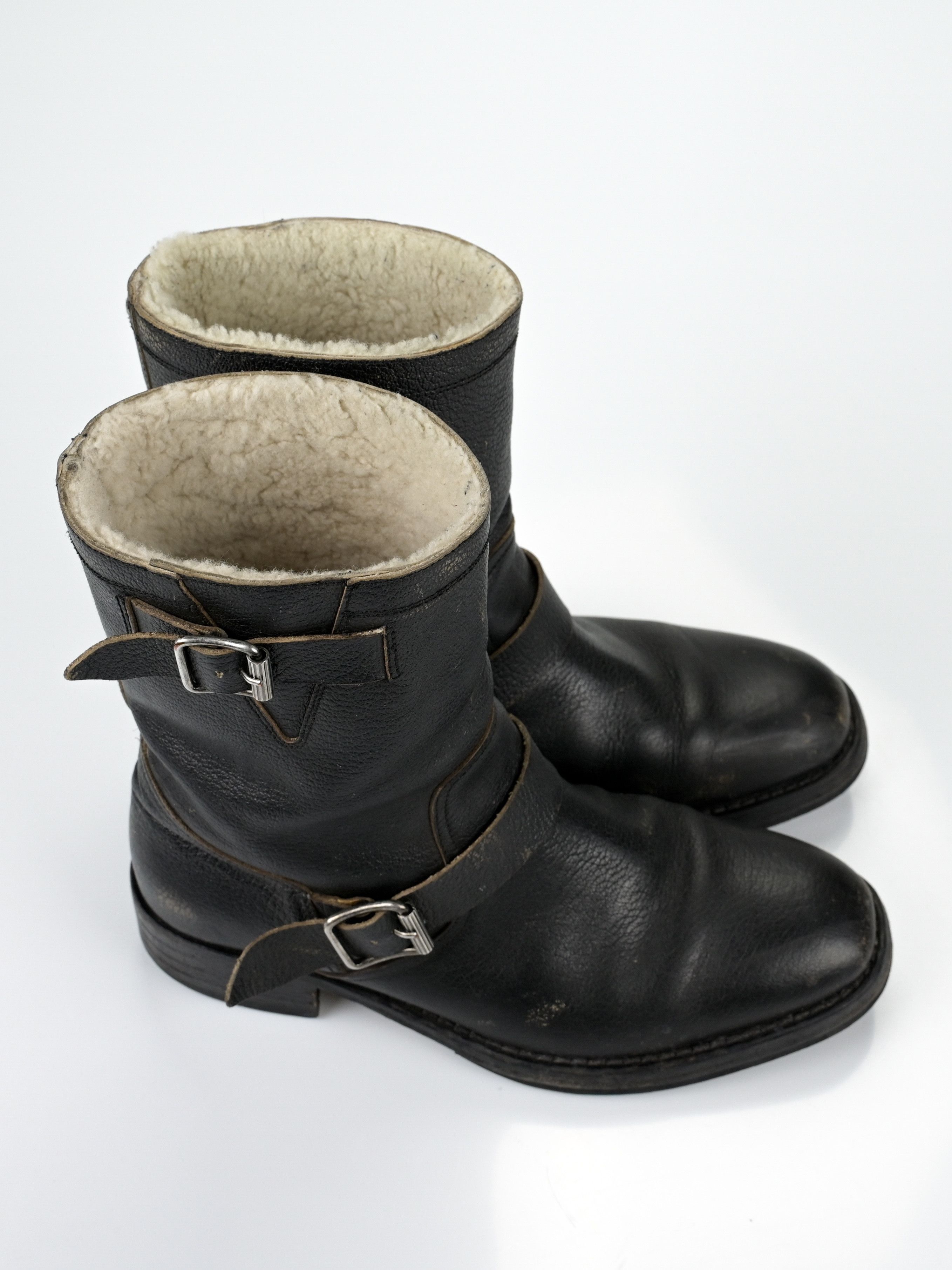 Maison Margiela Shearling-Lined Leather Biker Boots Size US 9 / EU 42 - 14 Thumbnail