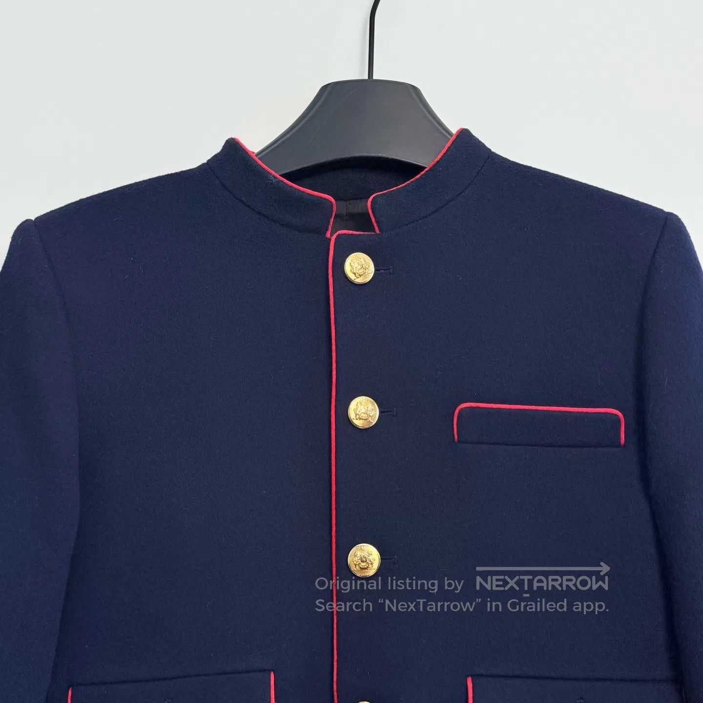 Celine CELINE Navy Wool Blended Military Style Short Jacket| Size XXS / US 00 / IT 34 - 2 Thumbnail