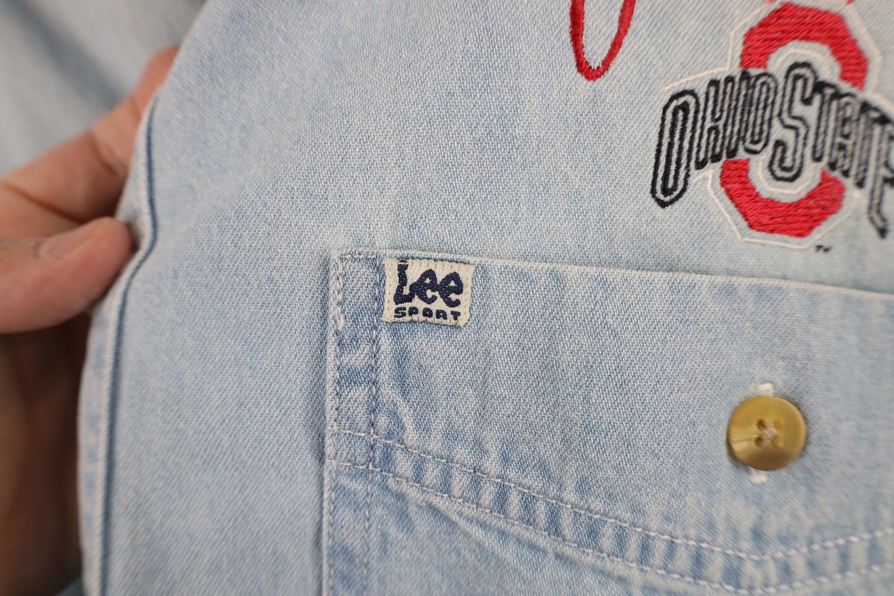 Vintage Vintage 90s Ohio State University Denim Jean Button Shirt Size US L / EU 52-54 / 3 - 5 Thumbnail