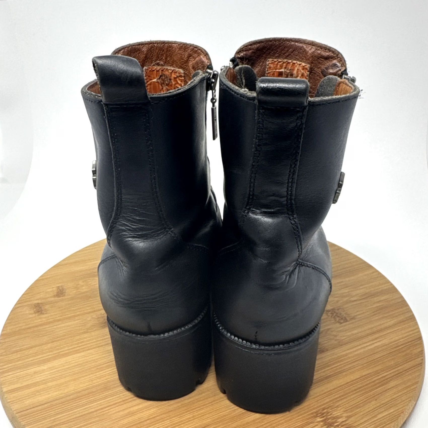 Harley Davidson Harley-Davidson Boots Womens Black Leather Side Zip Biker Ankle 9 Size US 9 / IT 39 - 5 Thumbnail