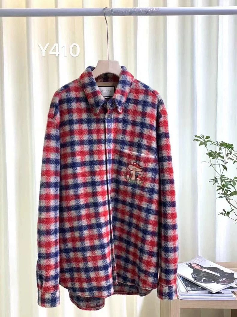 Gucci Gucci Wool Plaid Shirt Jacket with Embroidery - dmc Size US XXL / EU 58 / 5 - 1 Thumbnail