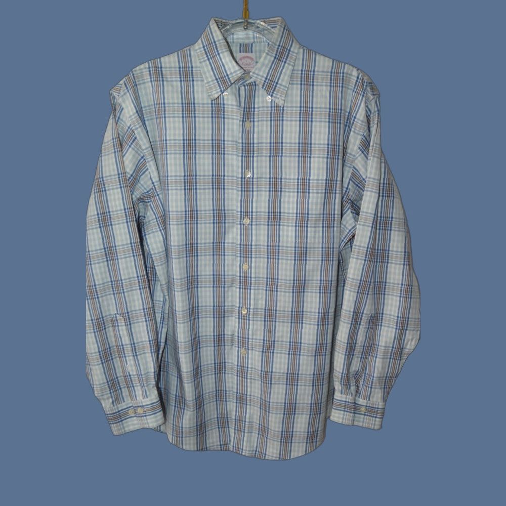 Brooks Brothers Brooks Brothers Button-Up Shirt Men’s Blue Plaid Cotton Large Size Regular Fit Shirt Size US L / EU 52-54 / 3 - 1 Thumbnail