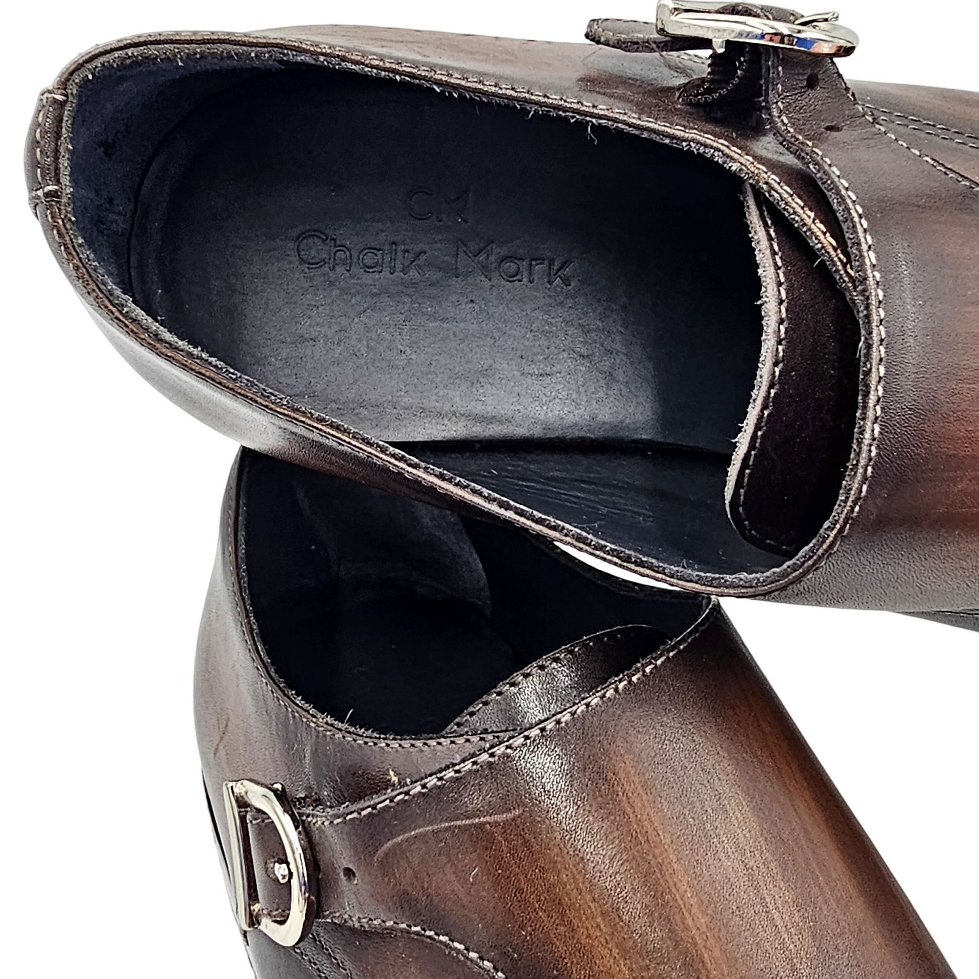 Other Chalk Mark Men's 8.5 Antique Patina Brown Dress Shoes Double Size US 8.5 / EU 41-42 - 10 Thumbnail
