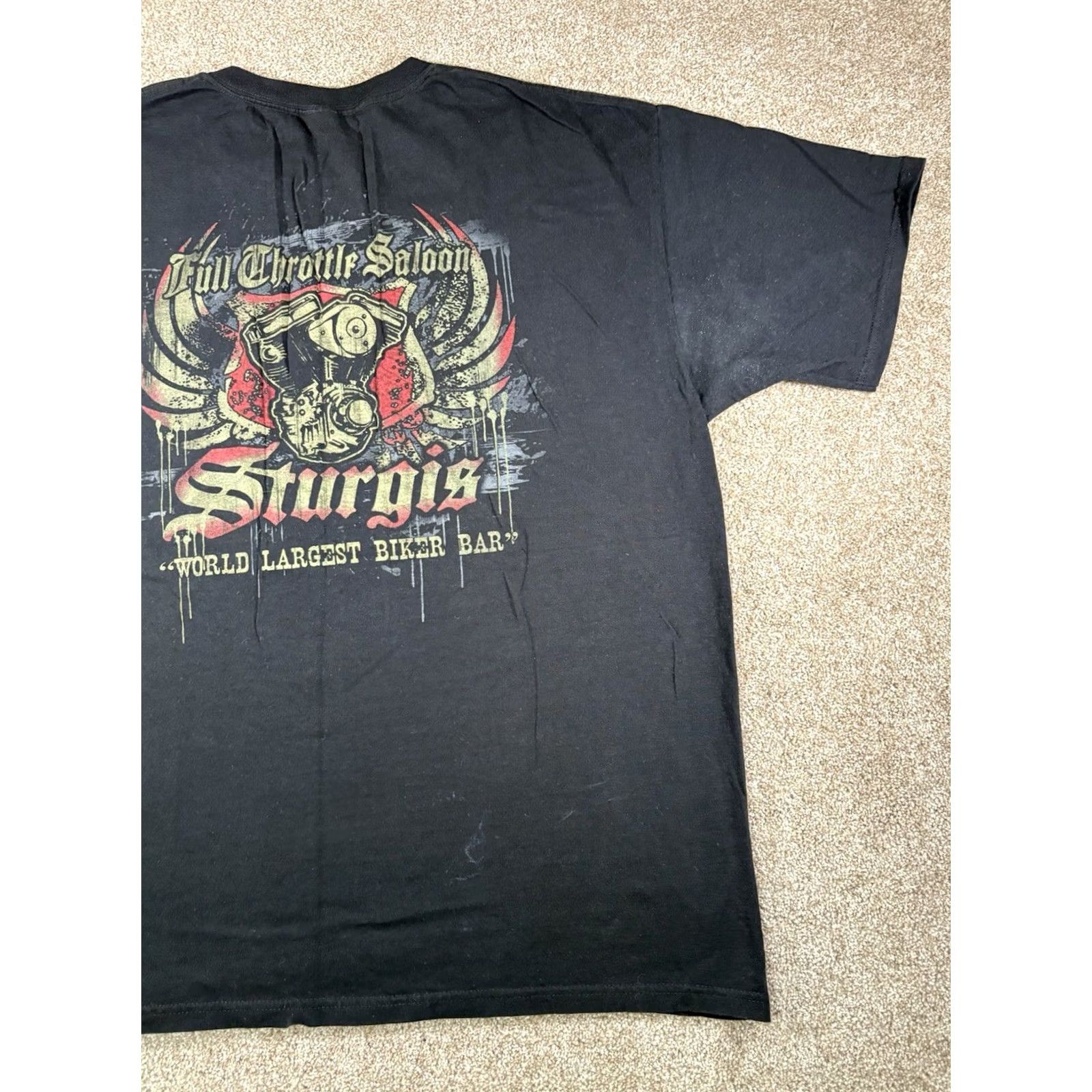 Anvil VINTAGE Full Throttle Saloon Double Sided T Shirt Black Biker Bar Sturgis SD Size 2XL Unisex Adults TshirtMen? Size US XXL / EU 58 / 5 - 6 Thumbnail