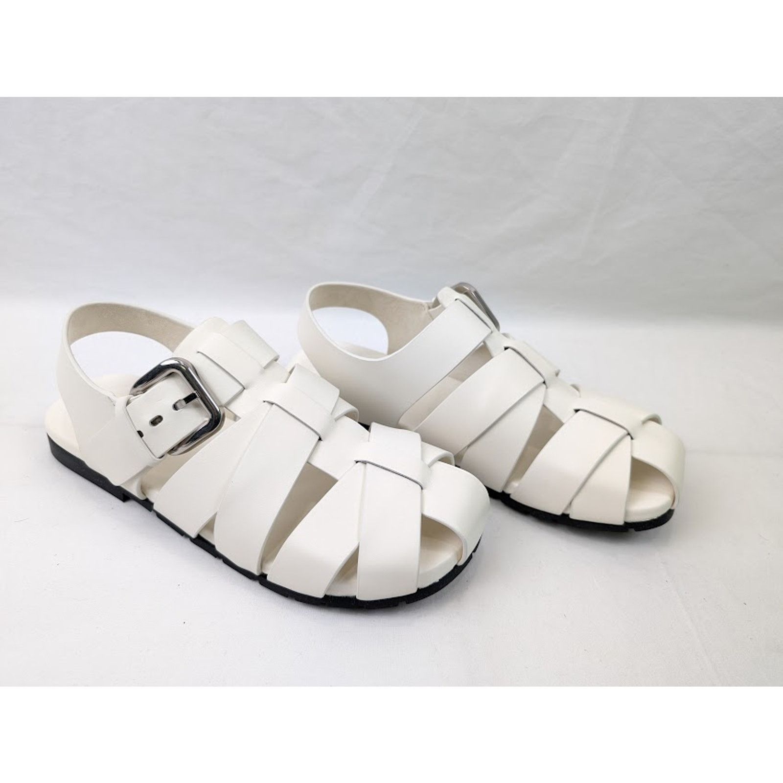 Bottega Veneta o1rshd1 Q: 2 / Calfskin Rubber Sole City Sandal in White Size US 11 / EU 44 - 14 Thumbnail