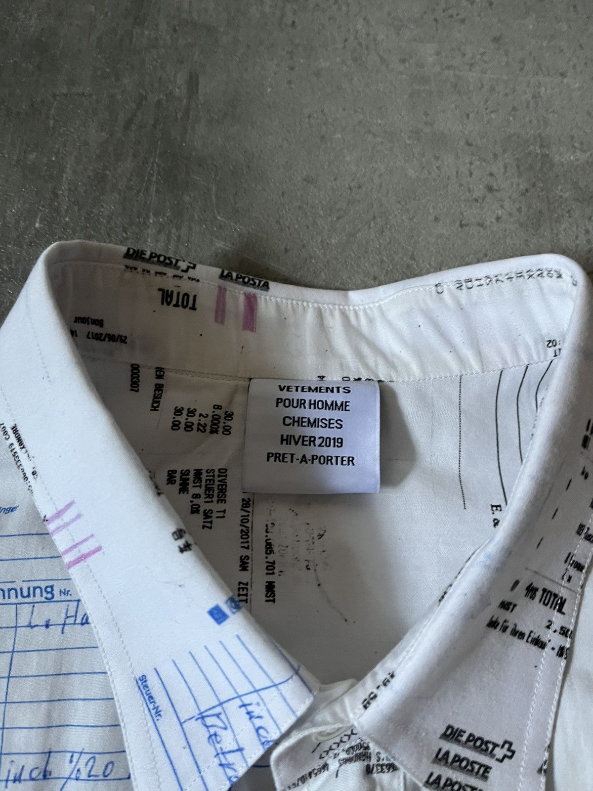 Vetements Vetements Hiver 2019 Receipt white button up shirt Size US M / EU 48-50 / 2 - 8 Thumbnail