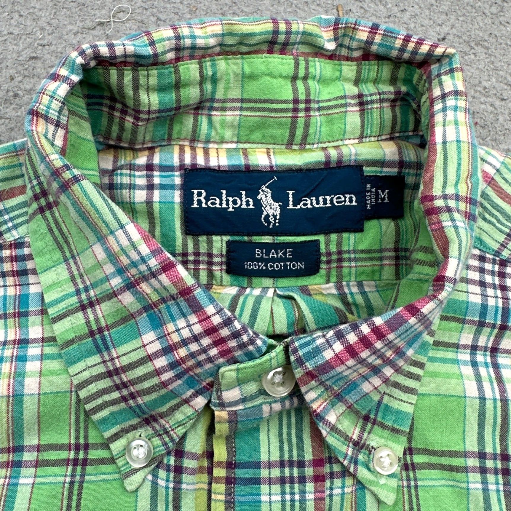 Ralph Lauren Ralph Lauren Blake Green Plaid Short Sleeve Button Down Shirt Mens Medium Cotton Pink Size US M / EU 48-50 / 2 - 2 Thumbnail