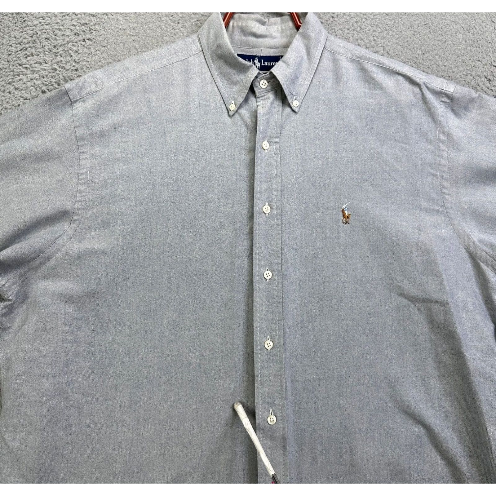 Ralph Lauren Ralph Lauren Shirt Adult 17-34 Grey Button-Down Dress Long Sleeve Men Size 46R - 6 Thumbnail