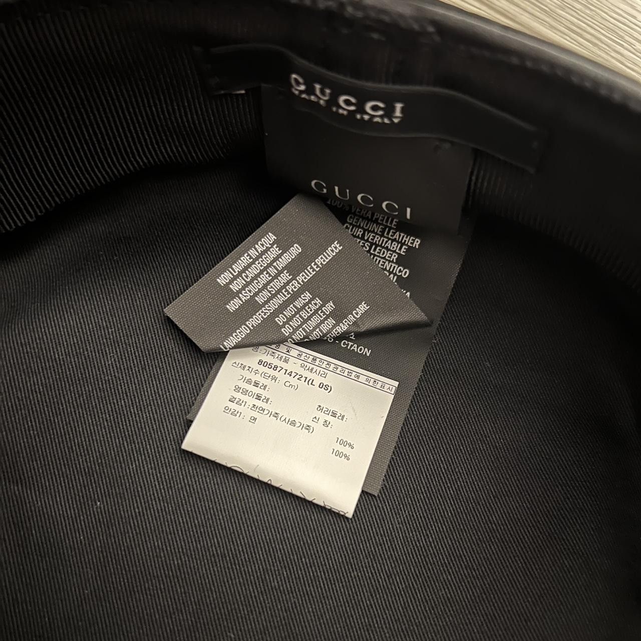 Gucci Gucci Leather Cap with Silver Metal Buckle Size ONE SIZE - 5 Thumbnail