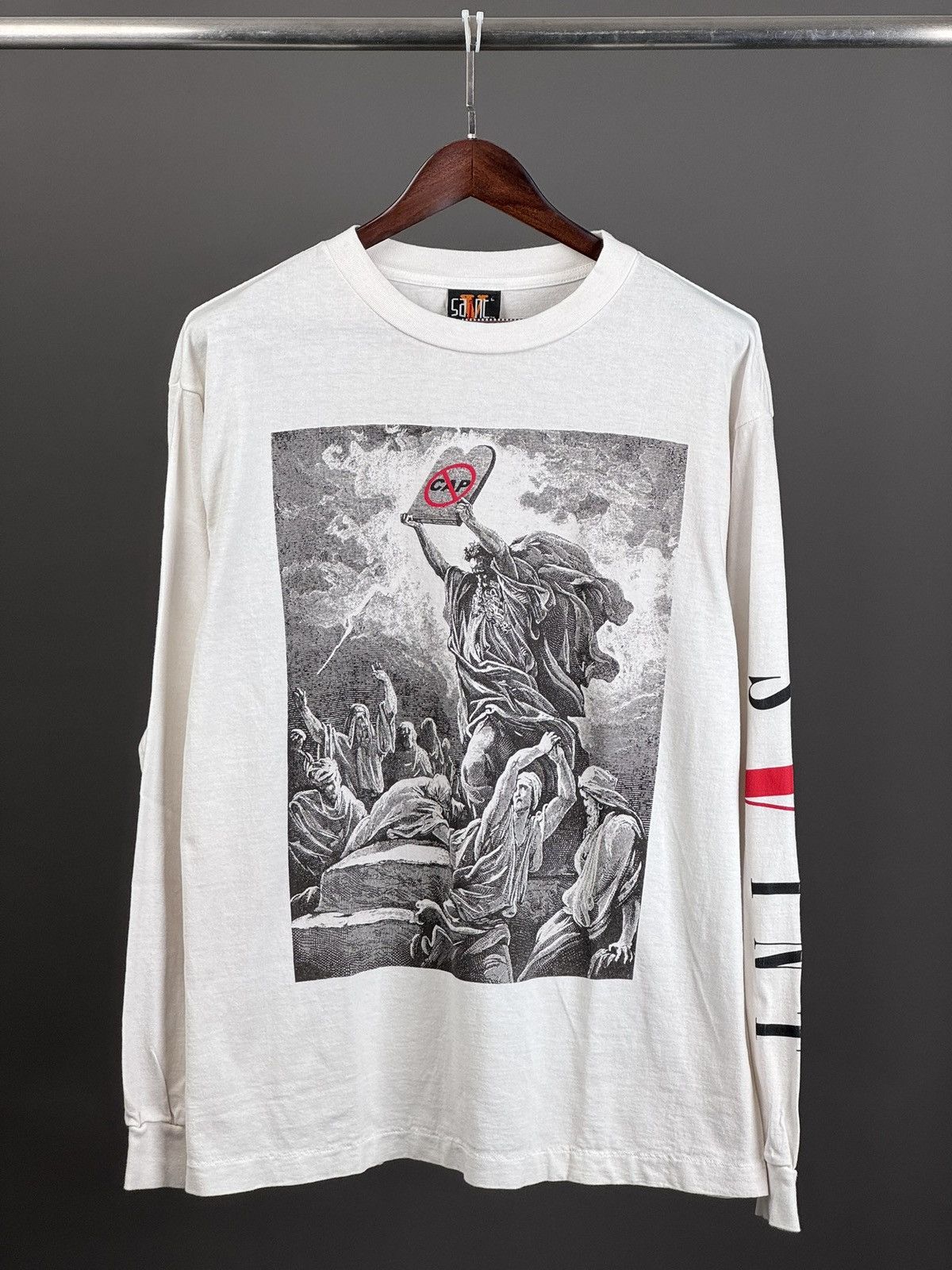 image of Saint Michael x Vlone No Cap Long sleeve Tee L in White, Men's (Size Large)