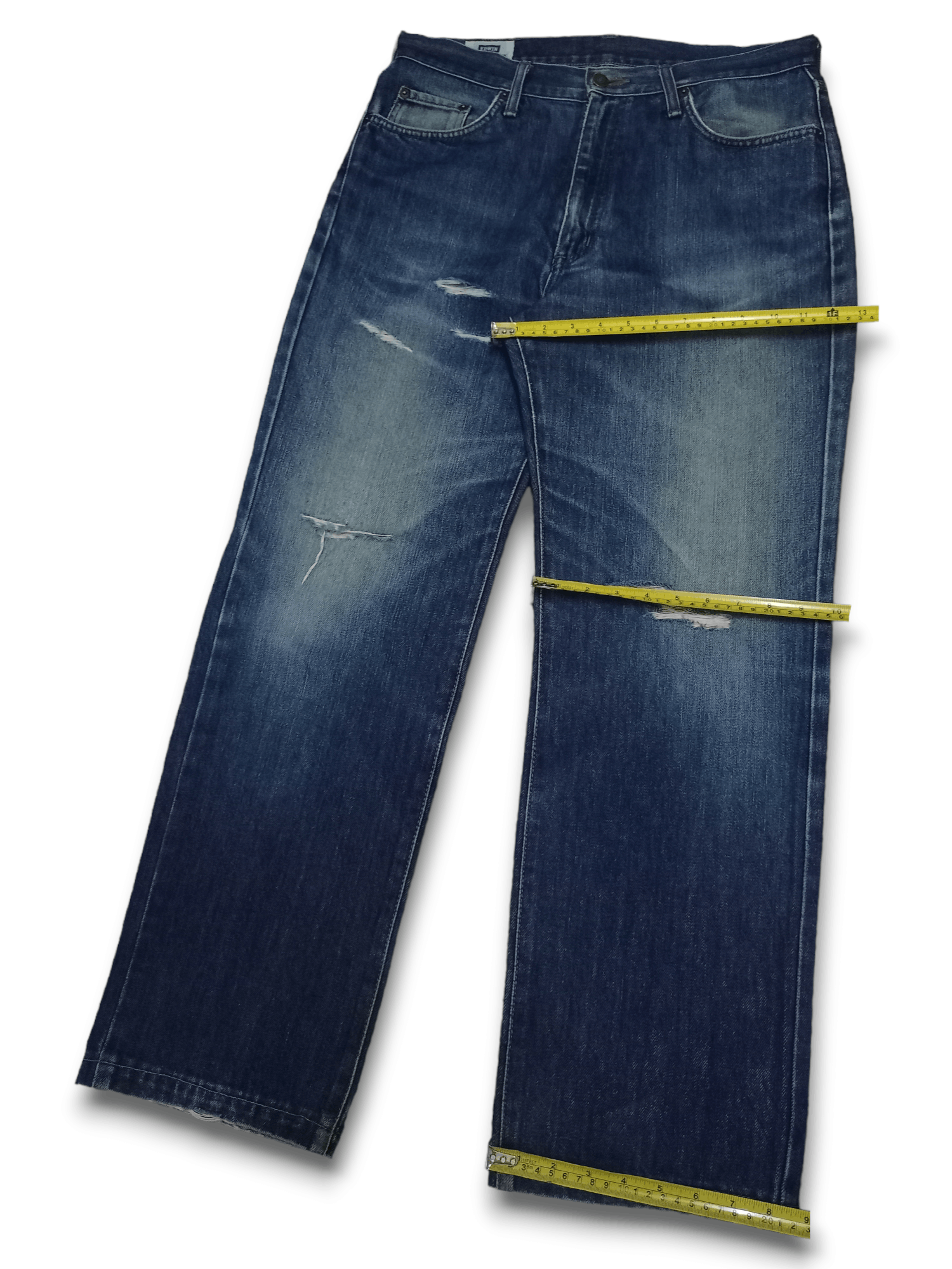 Edwin × Japanese Brand Vintage Edwin Japan Blue Wash Distressed Baggy Jeans 34x29 Size US 34 / EU 50 - 11 Thumbnail