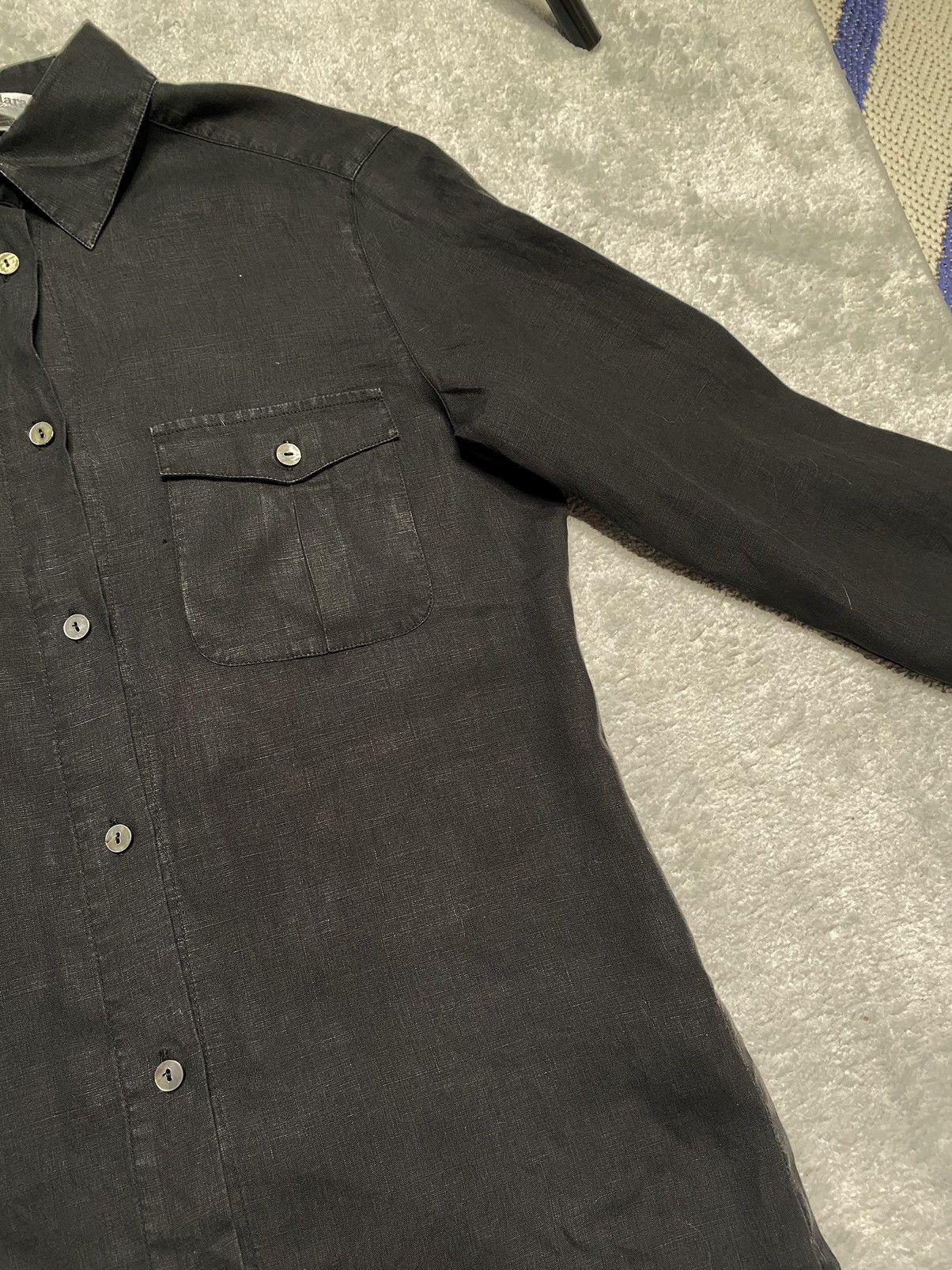 Max Mara Vintage Black Button Up Shirt Basic Elegant Max Mara Linen Size M / US 6-8 / IT 42-44 - 4 Thumbnail